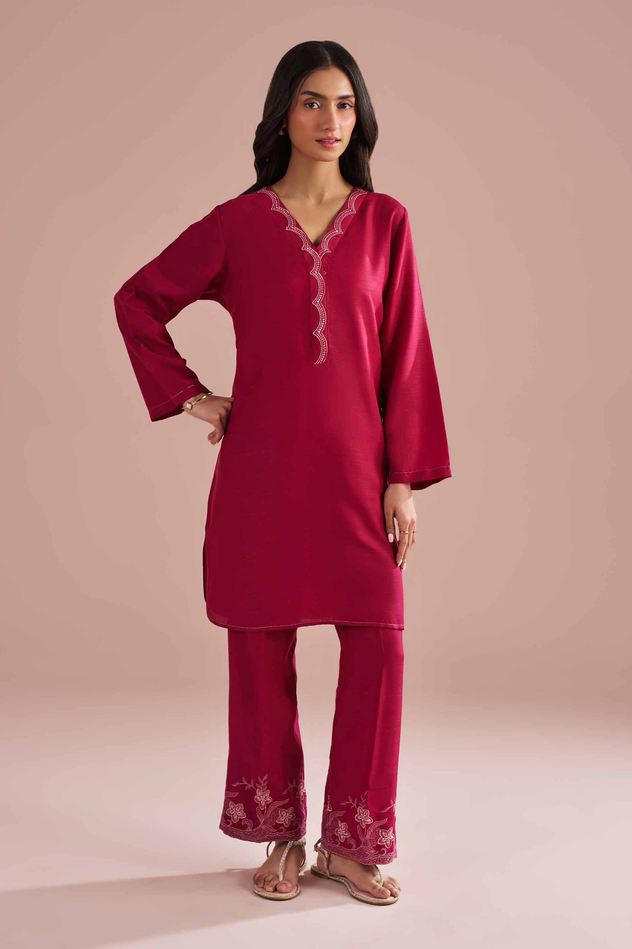 NishatUK - Pink Embroidered Lawn 2-piece ready to wear Dress