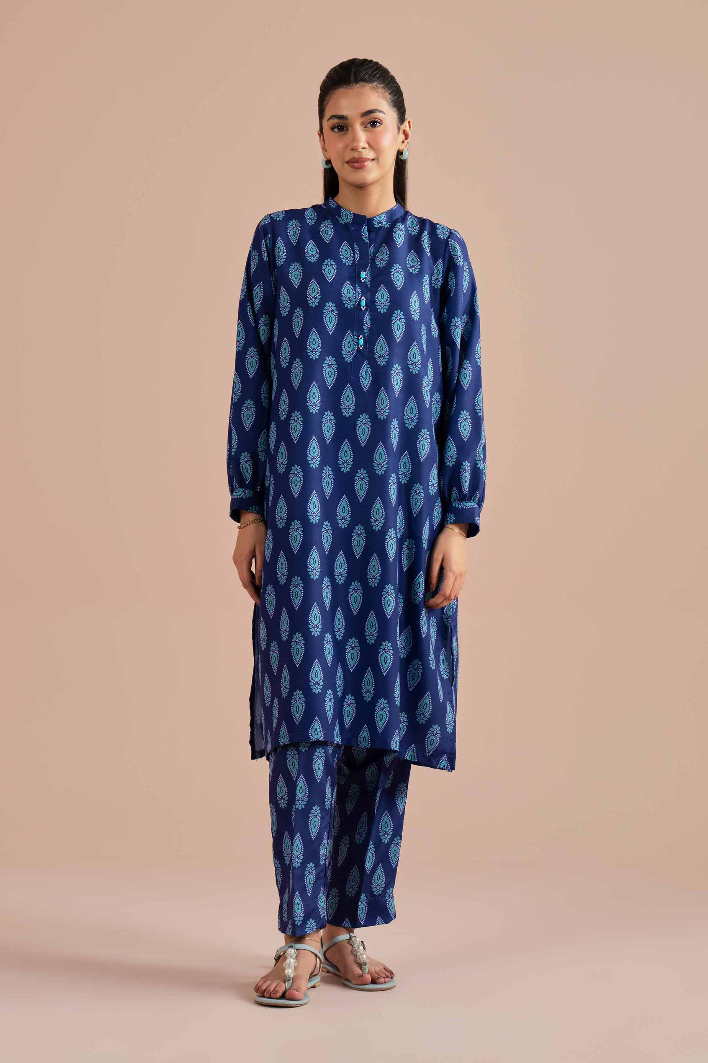 NishatUK - Blue Printed Lawn 2-piece ready to wear Dress