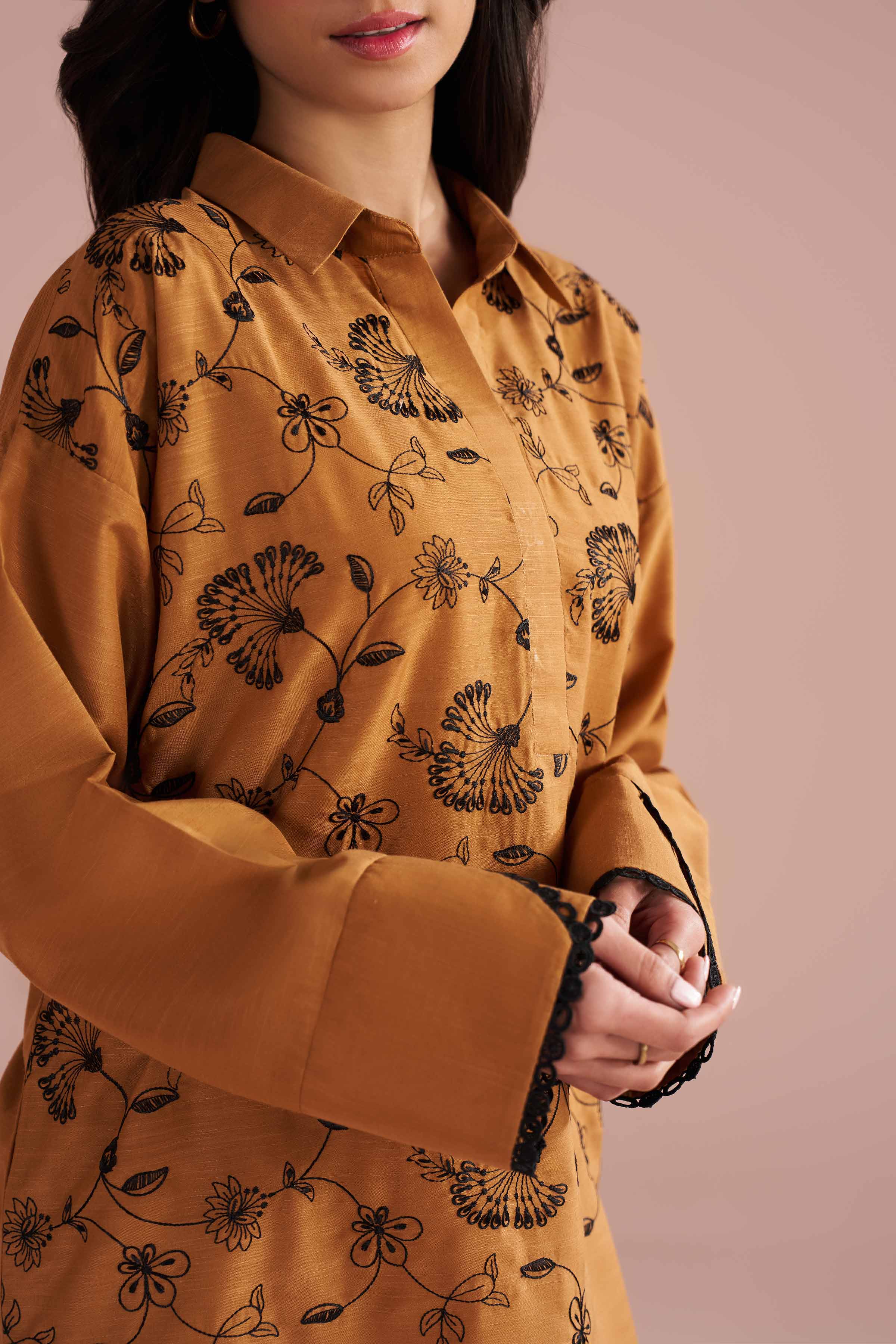 NishatUK - Brown Embroidered Lawn  ready to wear Dress