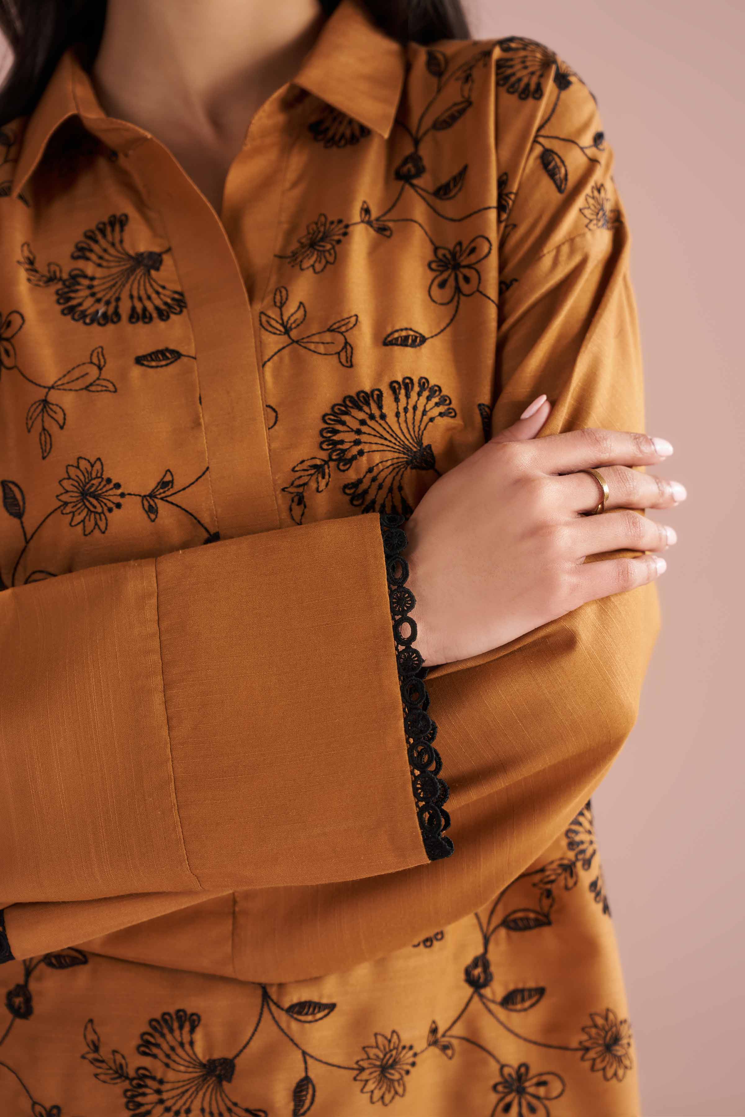 NishatUK - Brown Embroidered Lawn  ready to wear Dress