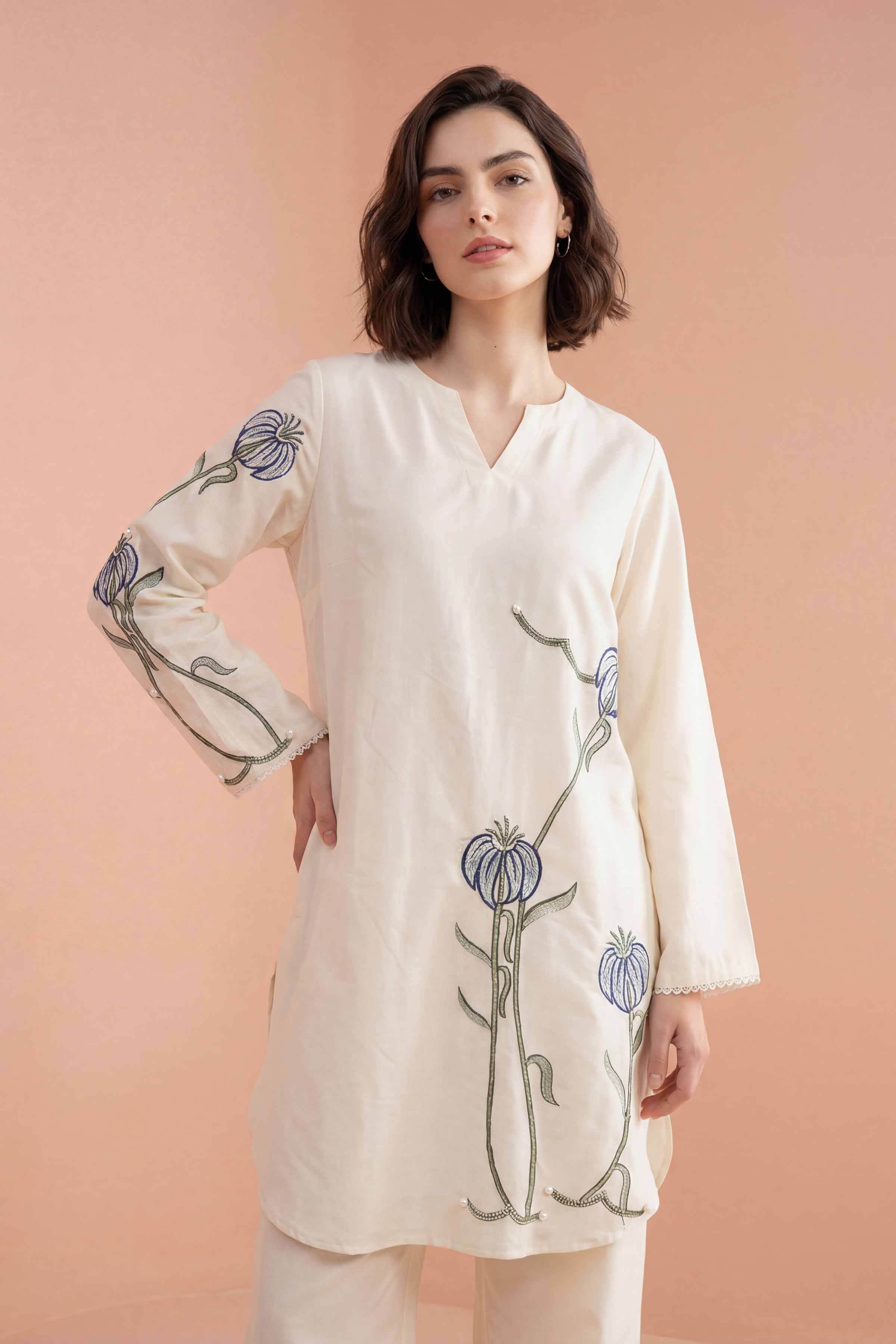 Nishat UK - White Embroidered Lawn 2 Pieces ready to wear luxury Dress