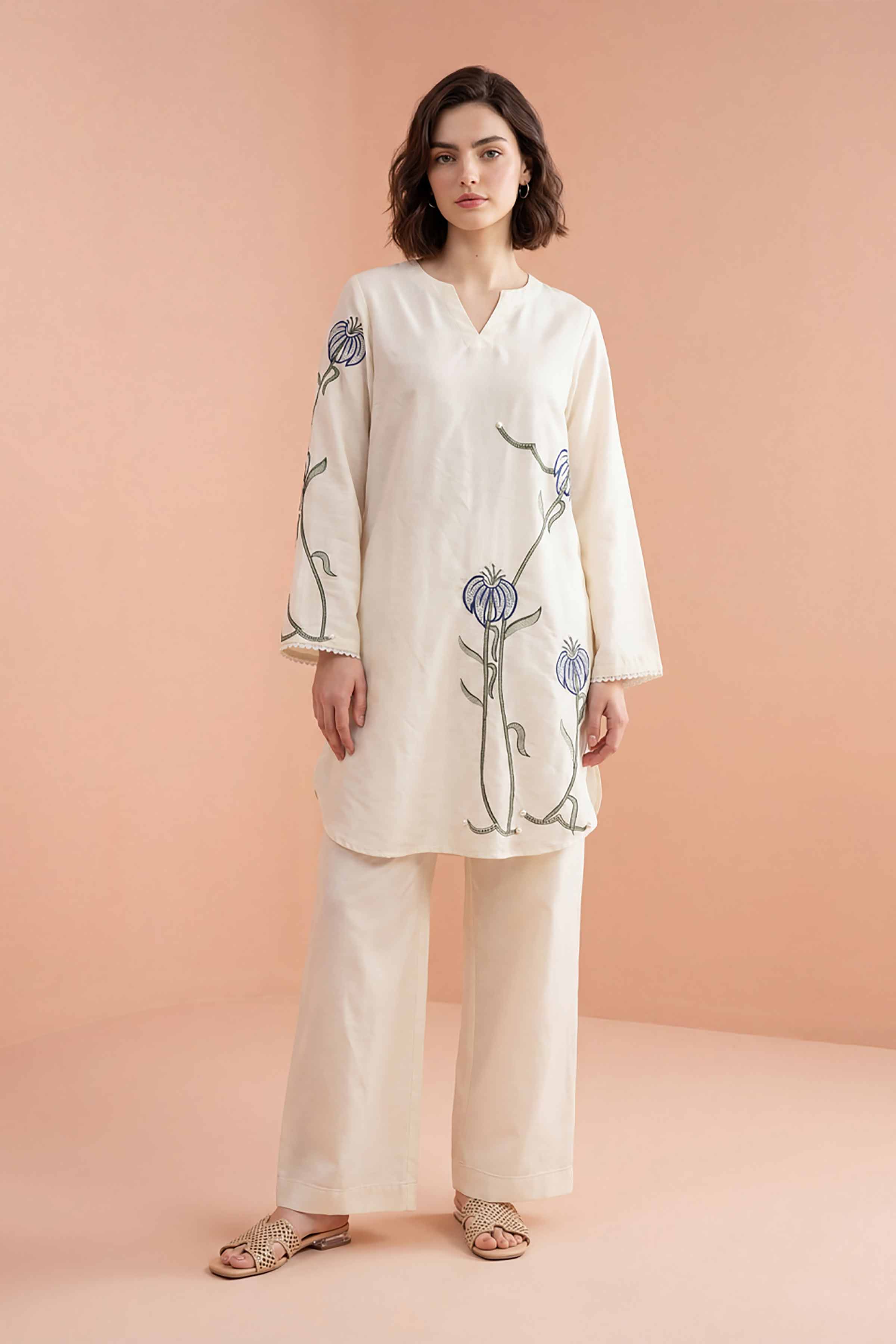 Nishat UK - White Embroidered Lawn 2 Pieces ready to wear luxury Dress