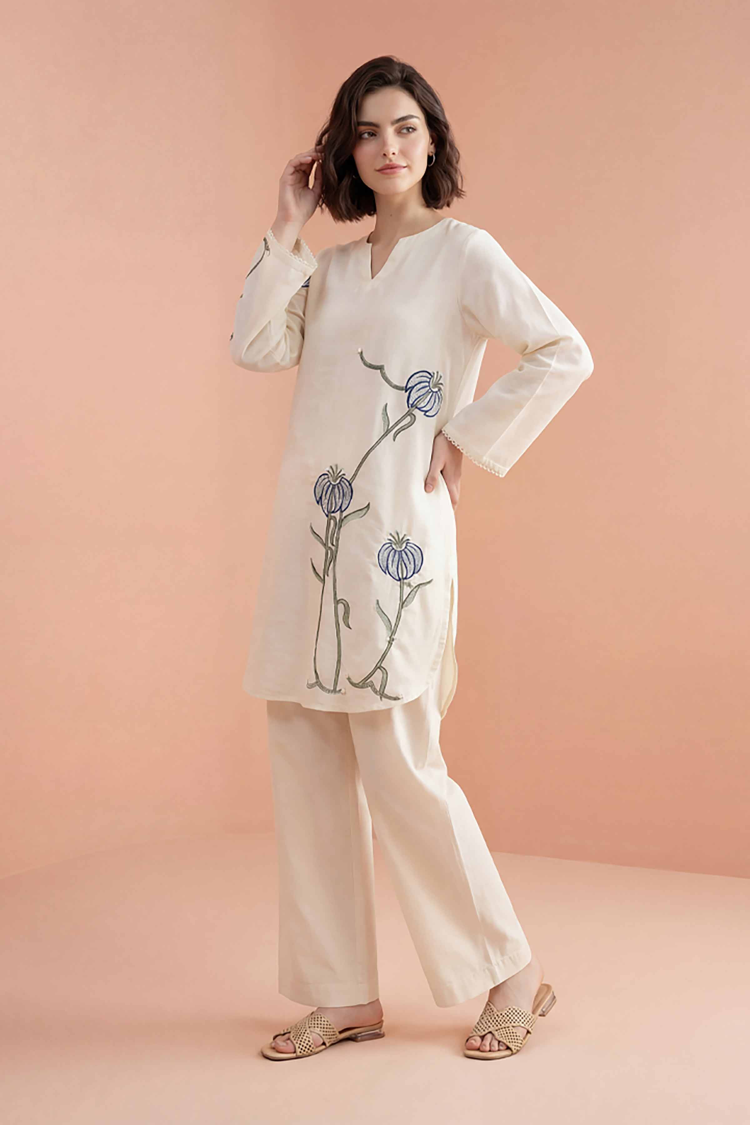 Nishat UK - White Embroidered Lawn 2 Pieces ready to wear luxury Dress