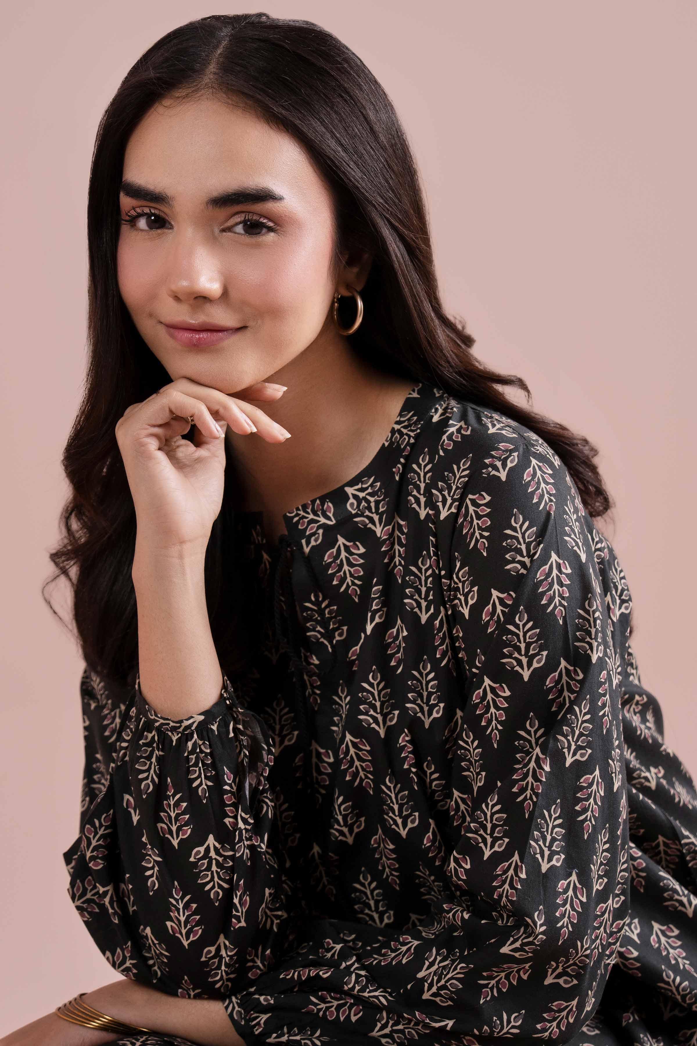 NishatUK - Black Printed Cambric 2-piece ready to wear Dress