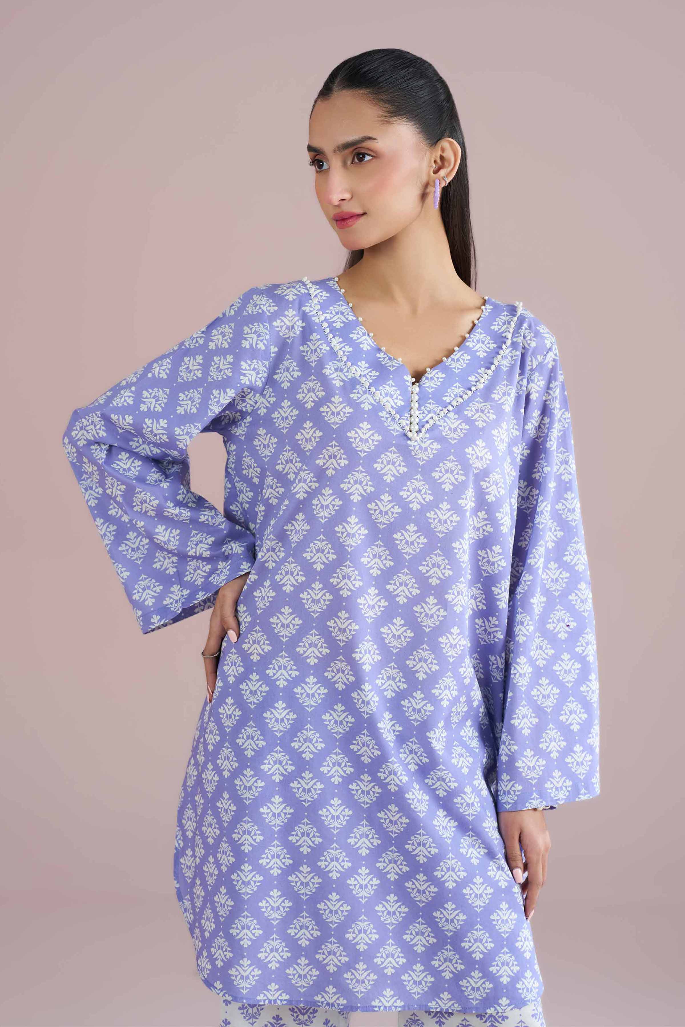 NishatUK - Blue Printed Cambric 2-piece ready to wear Dress