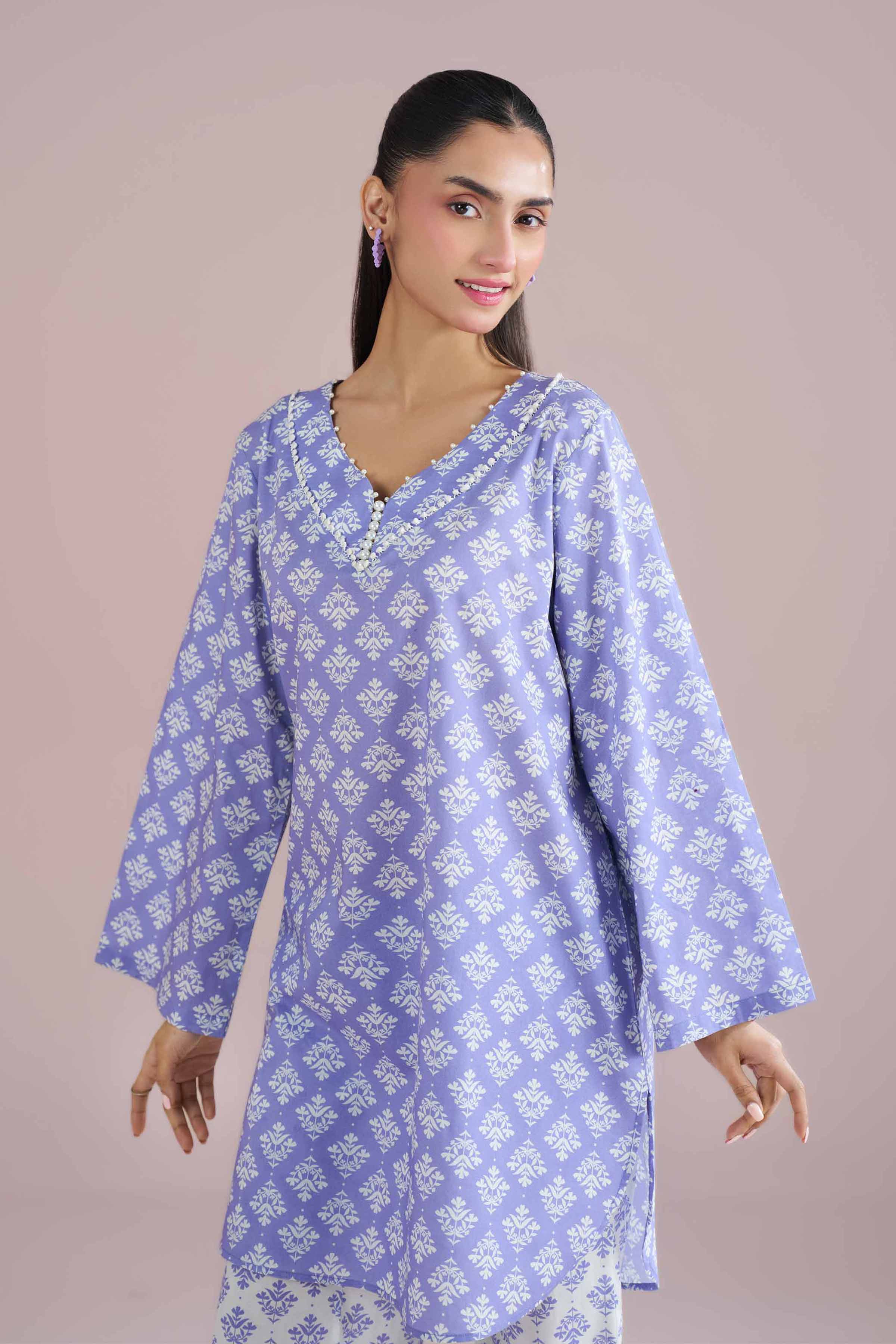 NishatUK - Blue Printed Cambric 2-piece ready to wear Dress