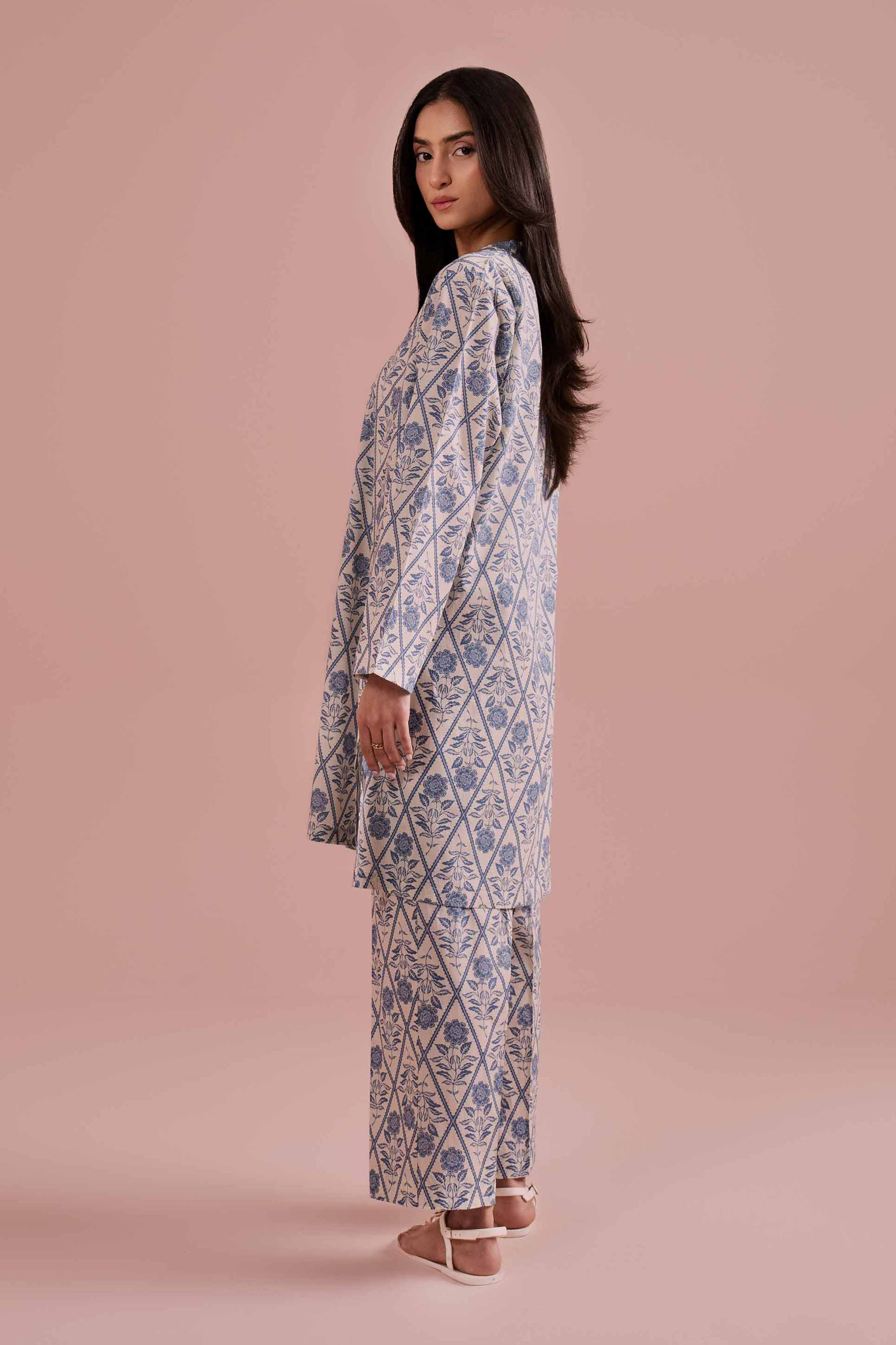 NishatUK - White Printed Cambric 2-piece ready to wear Dress