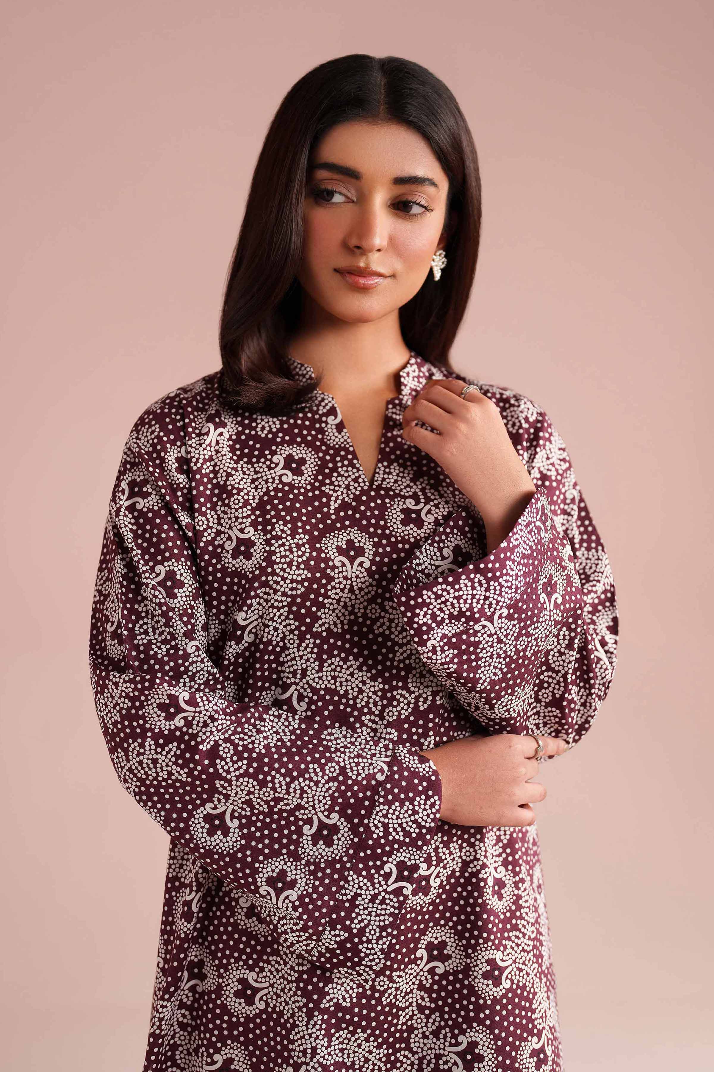 NishatUK - Red Printed Cambric 2-piece ready to wear Dress