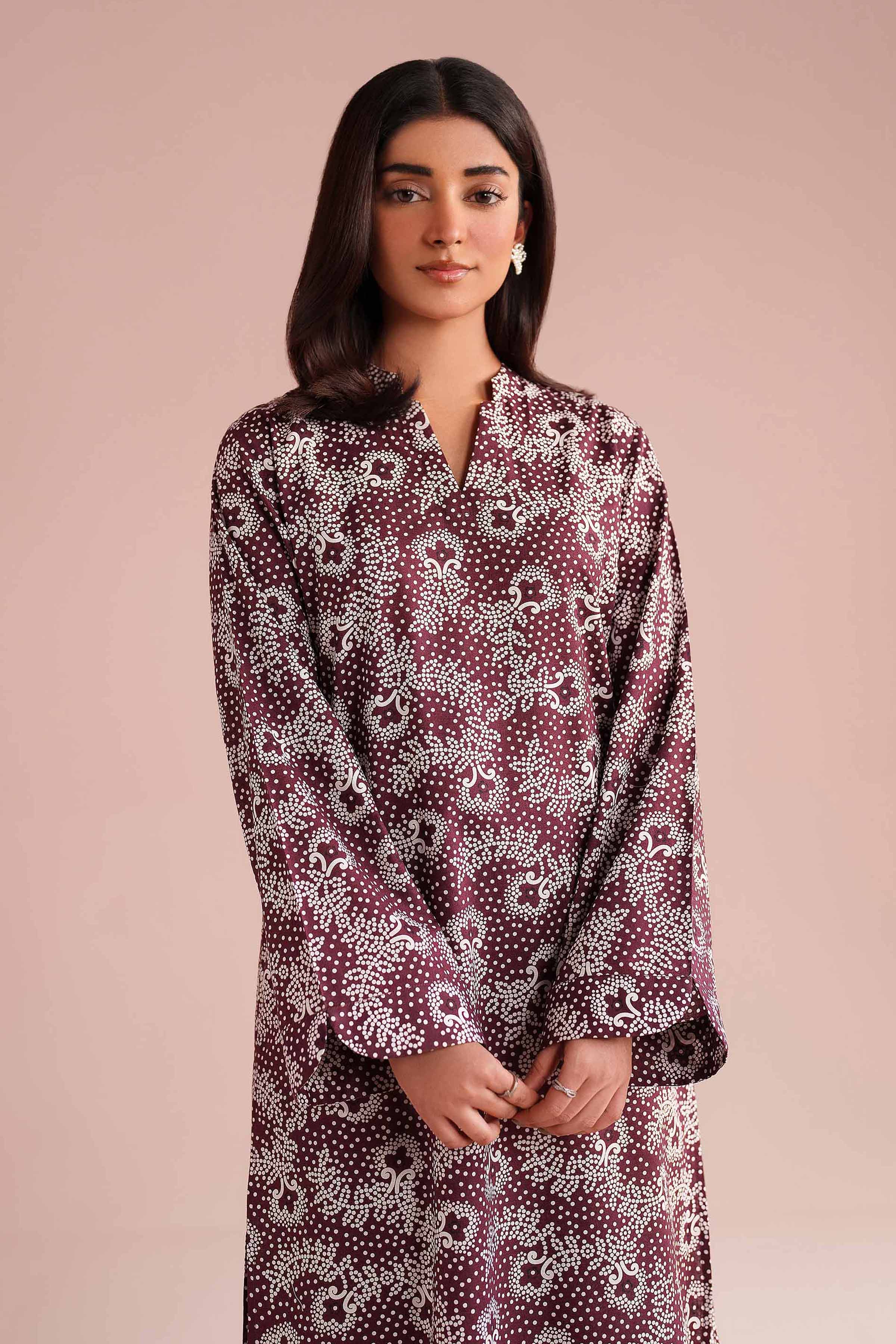 NishatUK - Red Printed Cambric 2-piece ready to wear Dress