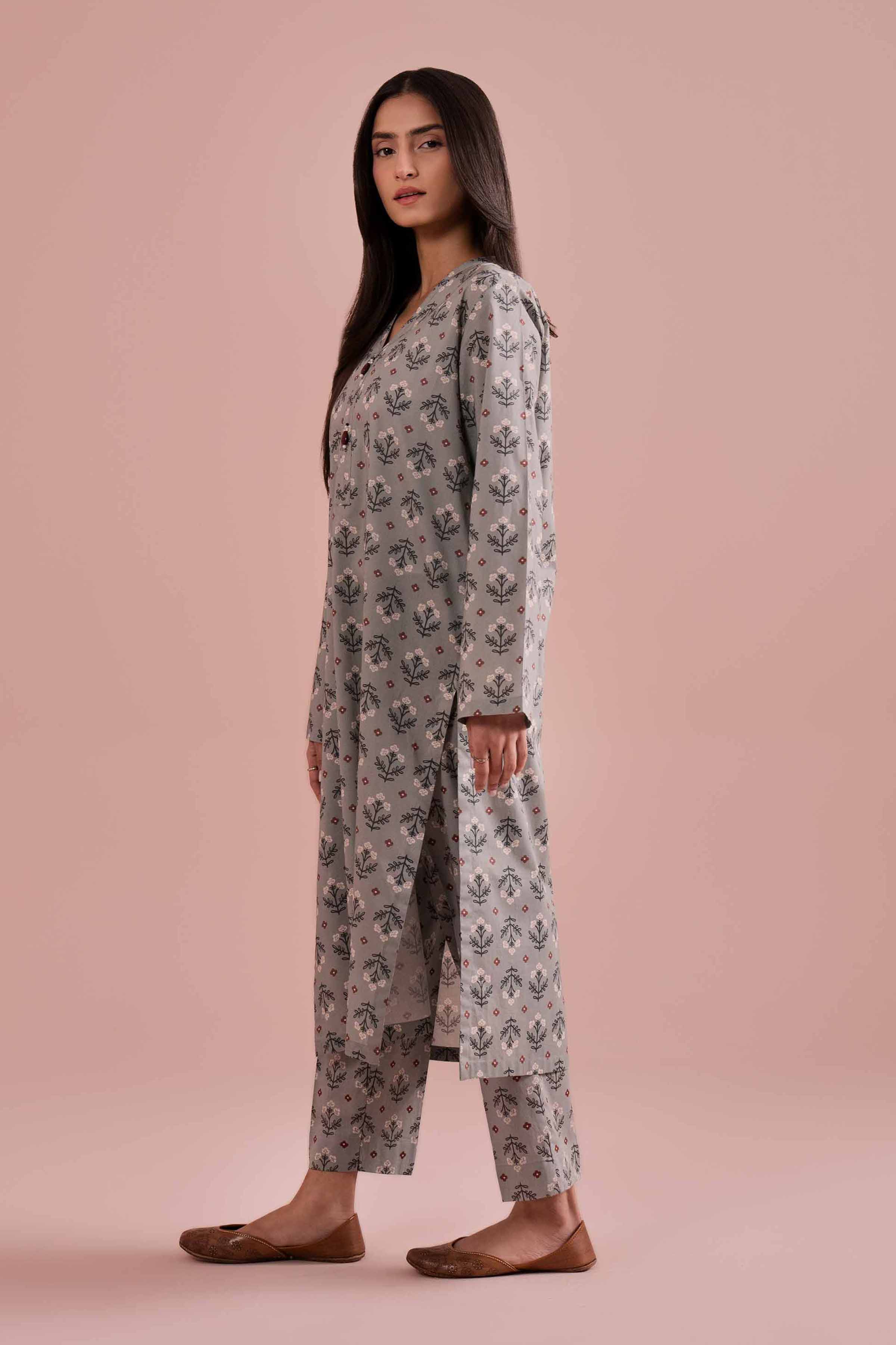 NishatUK - Green Printed Cambric 2-piece ready to wear Dress