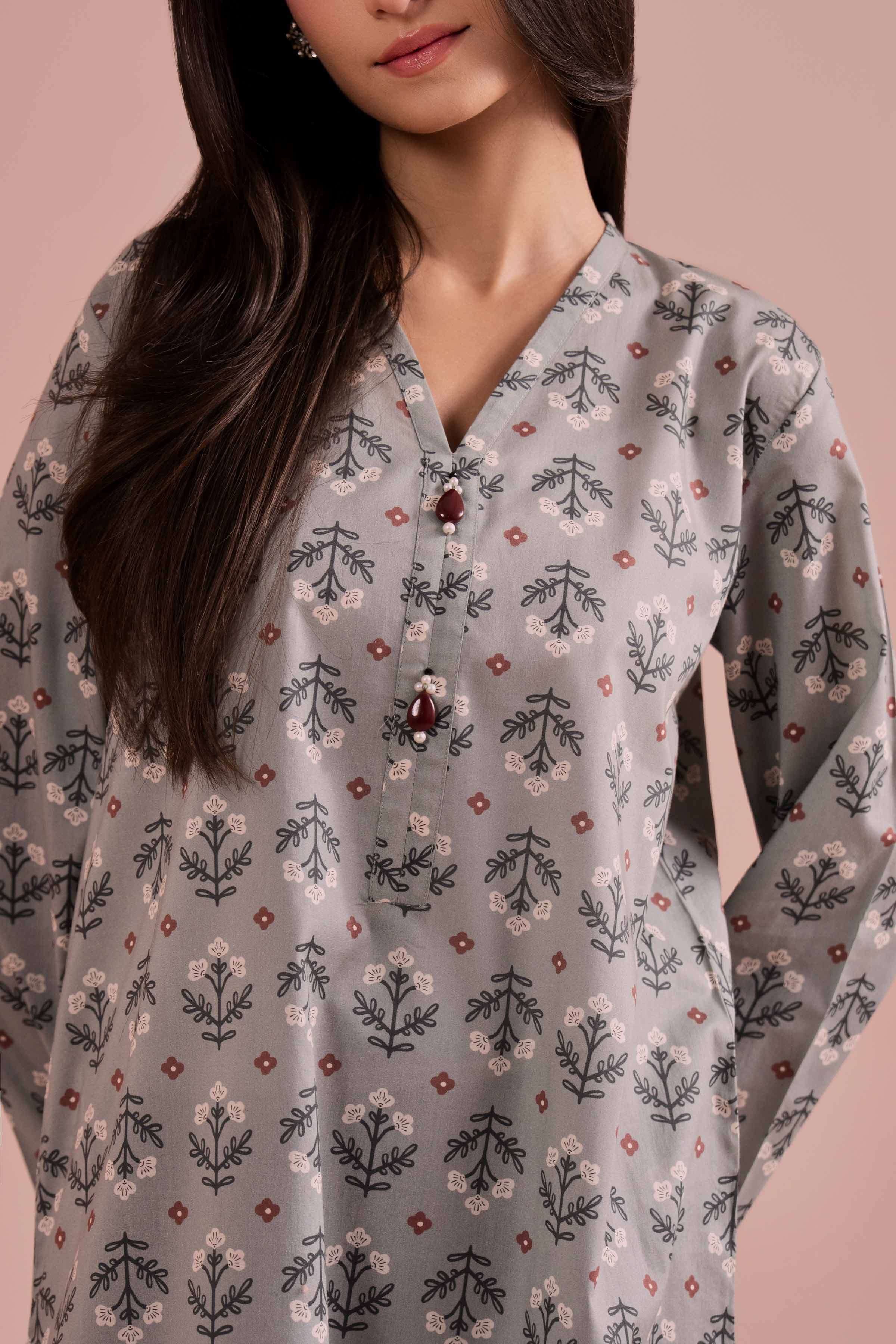 NishatUK - Green Printed Cambric 2-piece ready to wear Dress