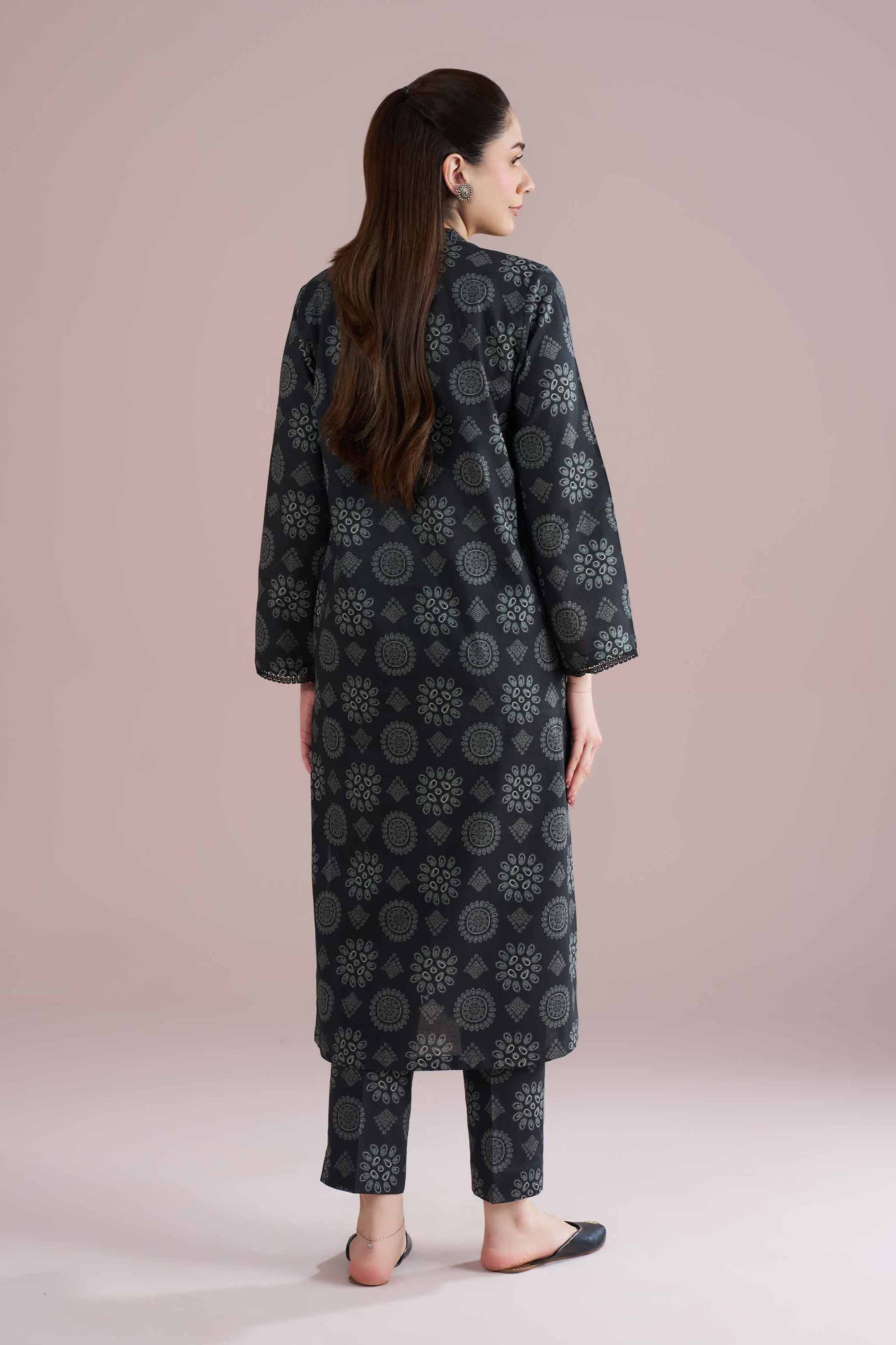 NishatUK - Black Printed Cambric 2-piece ready to wear Dress