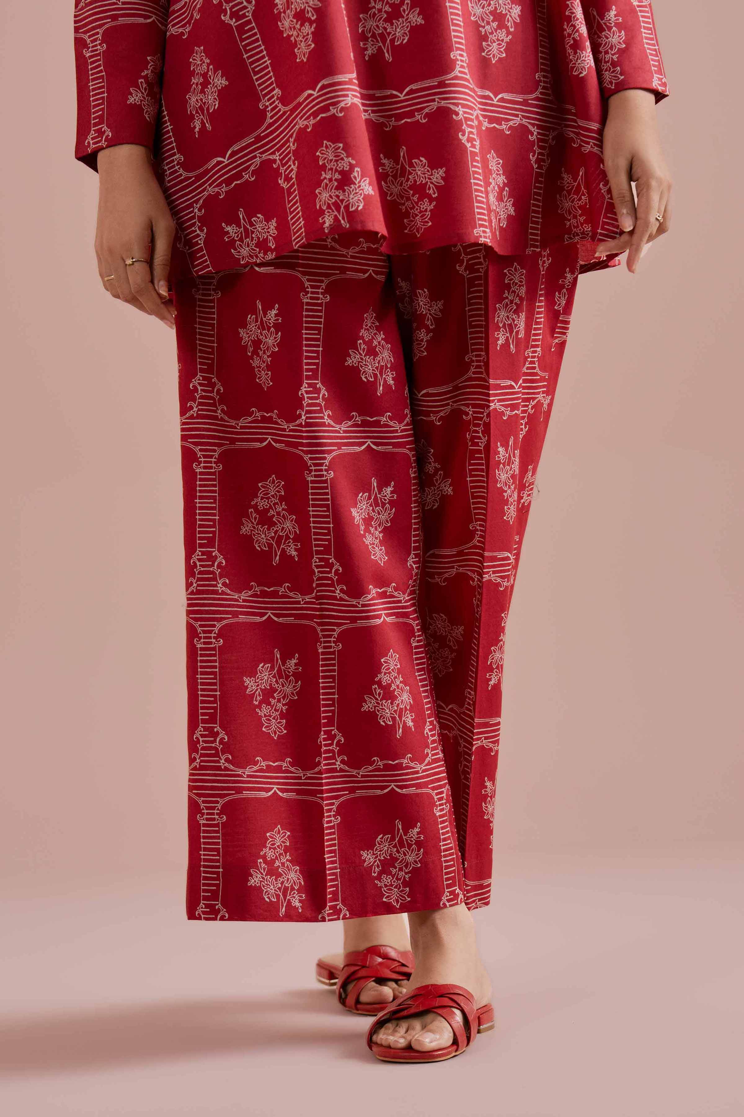 NishatUK - Red Printed Cambric 2-piece ready to wear Dress