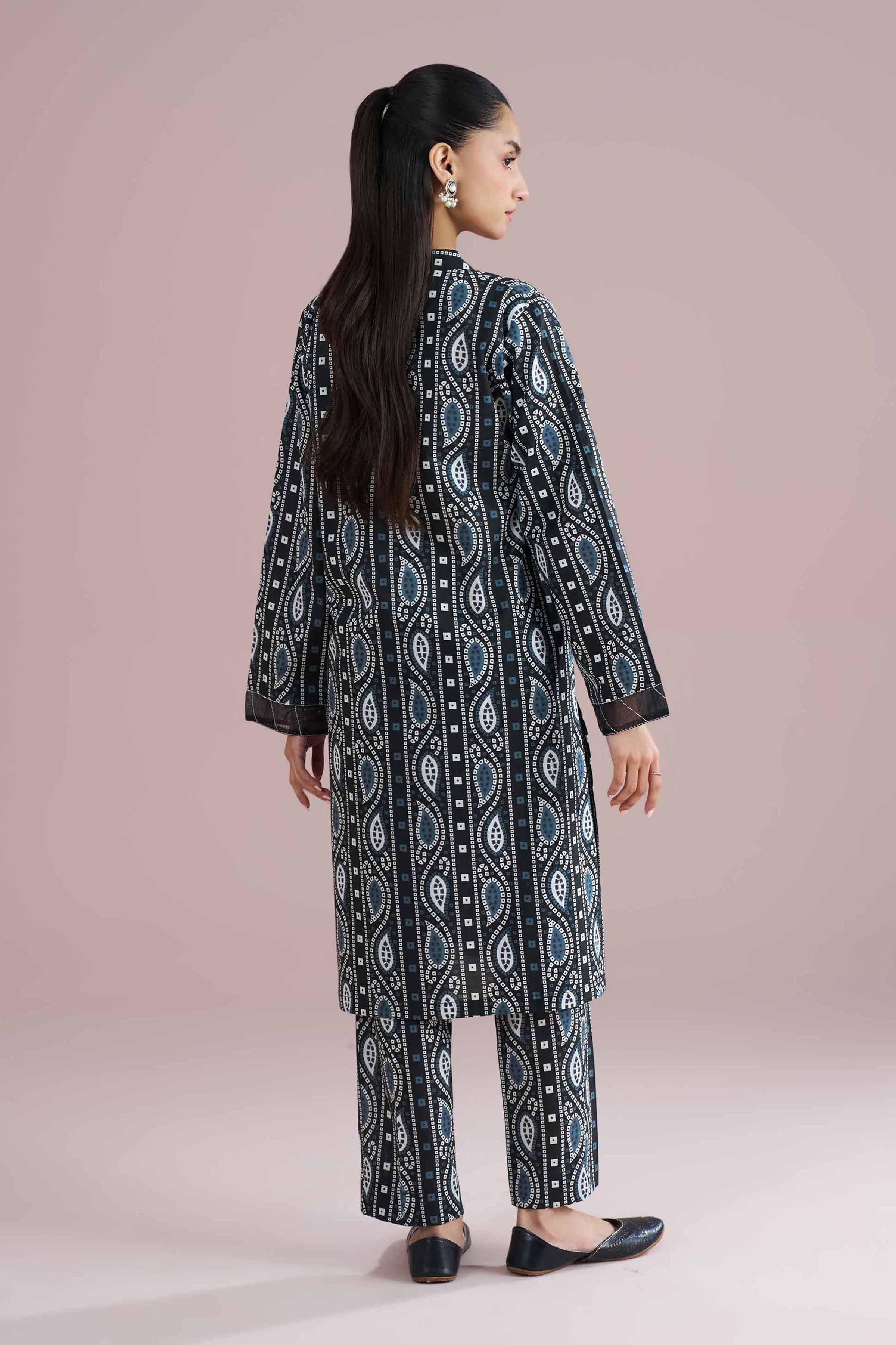 NishatUK - Black Printed Cambric 2-piece ready to wear Dress