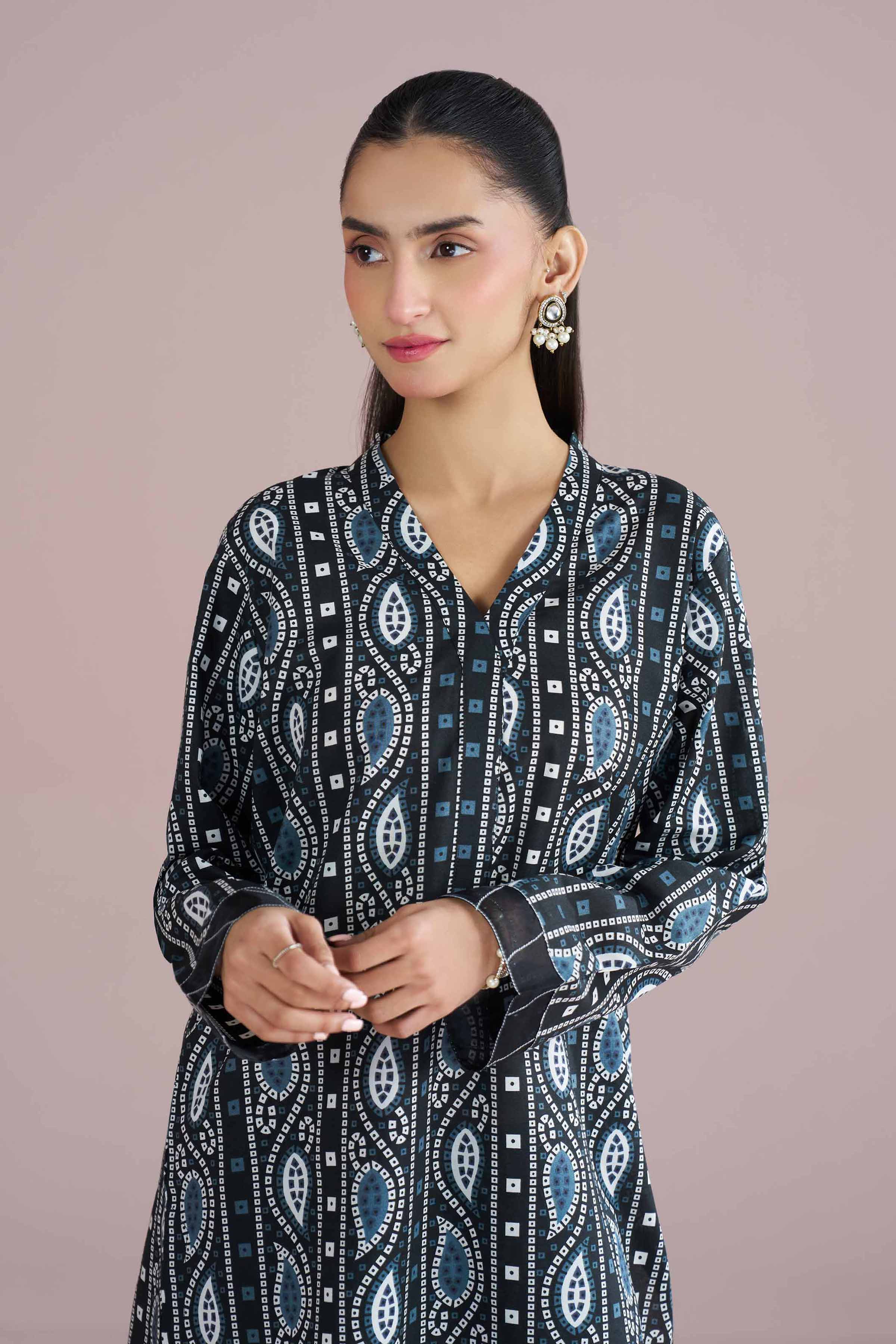 NishatUK - Black Printed Cambric 2-piece ready to wear Dress