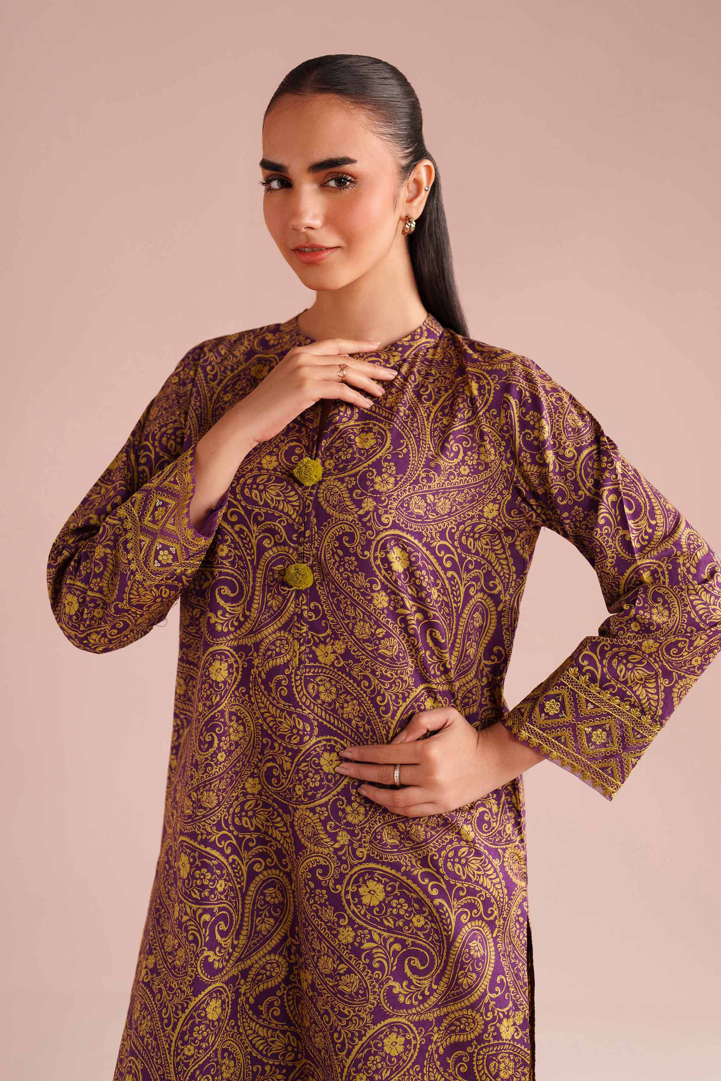 NishatUK - Purple Embroidered Cambric 2-piece ready to wear Dress