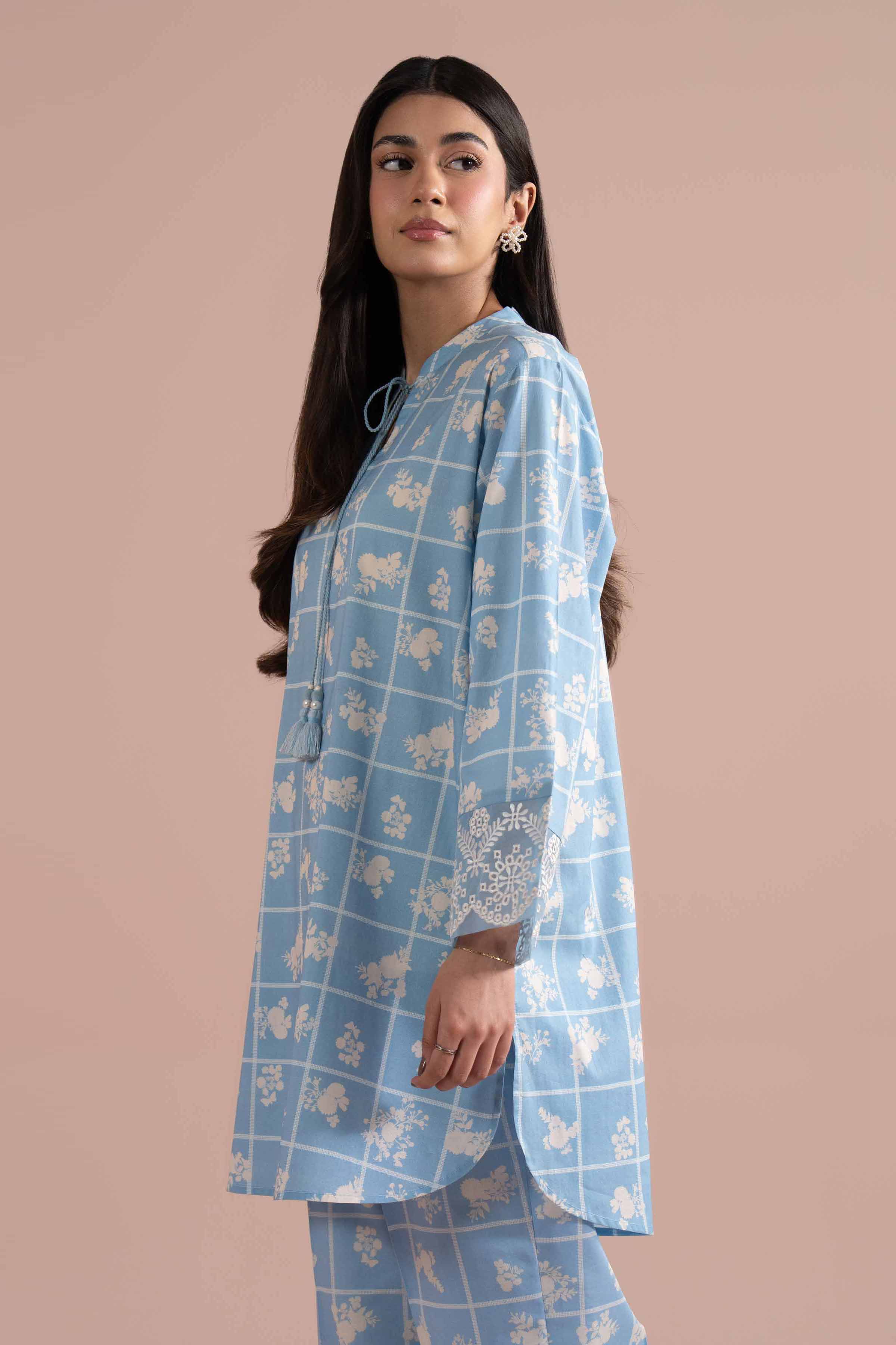 NishatUK - Blue Embroidered Cambric 2-piece ready to wear Dress