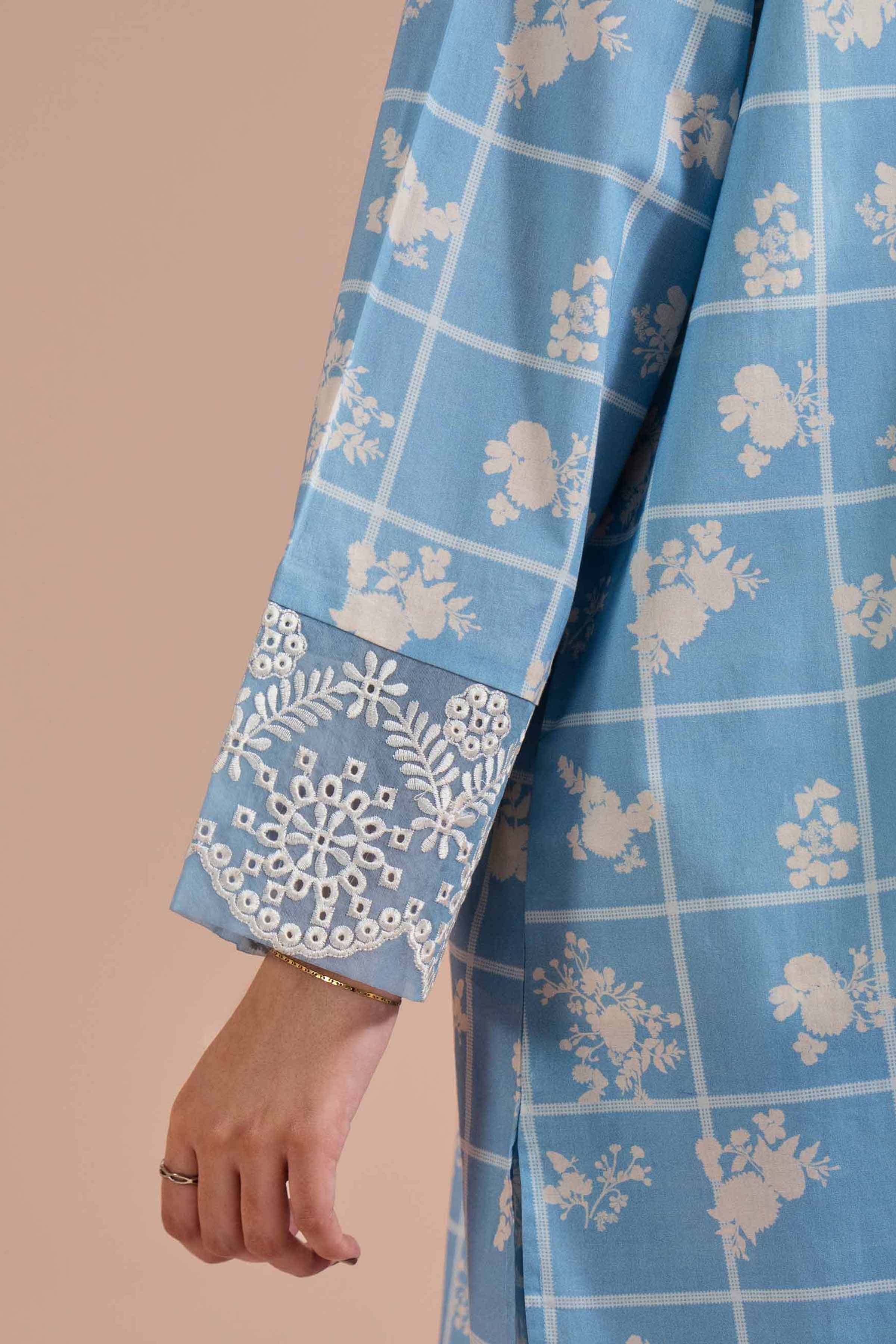 NishatUK - Blue Embroidered Cambric 2-piece ready to wear Dress