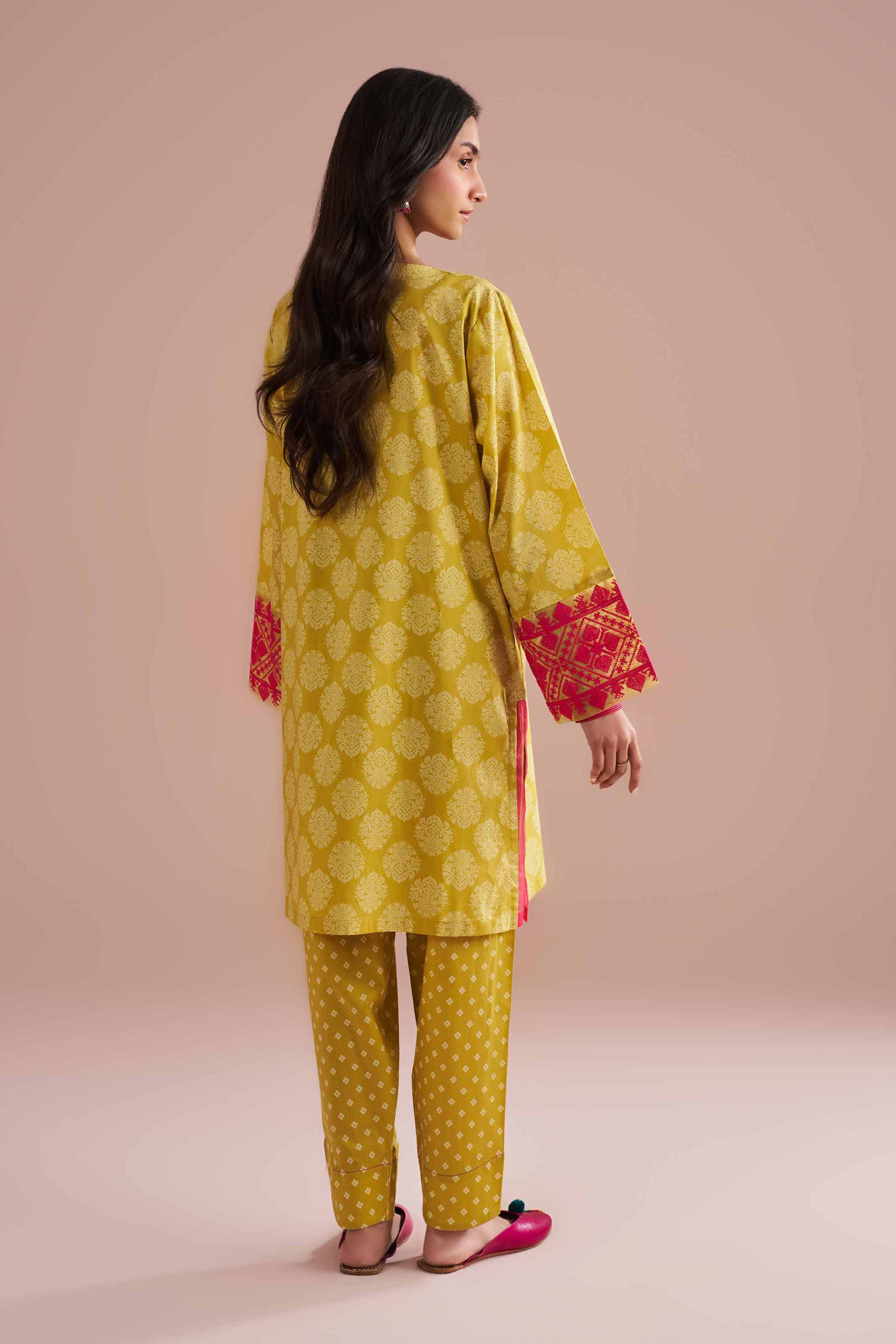 NishatUK - Yellow Embroidered Cambric 2-piece ready to wear Dress