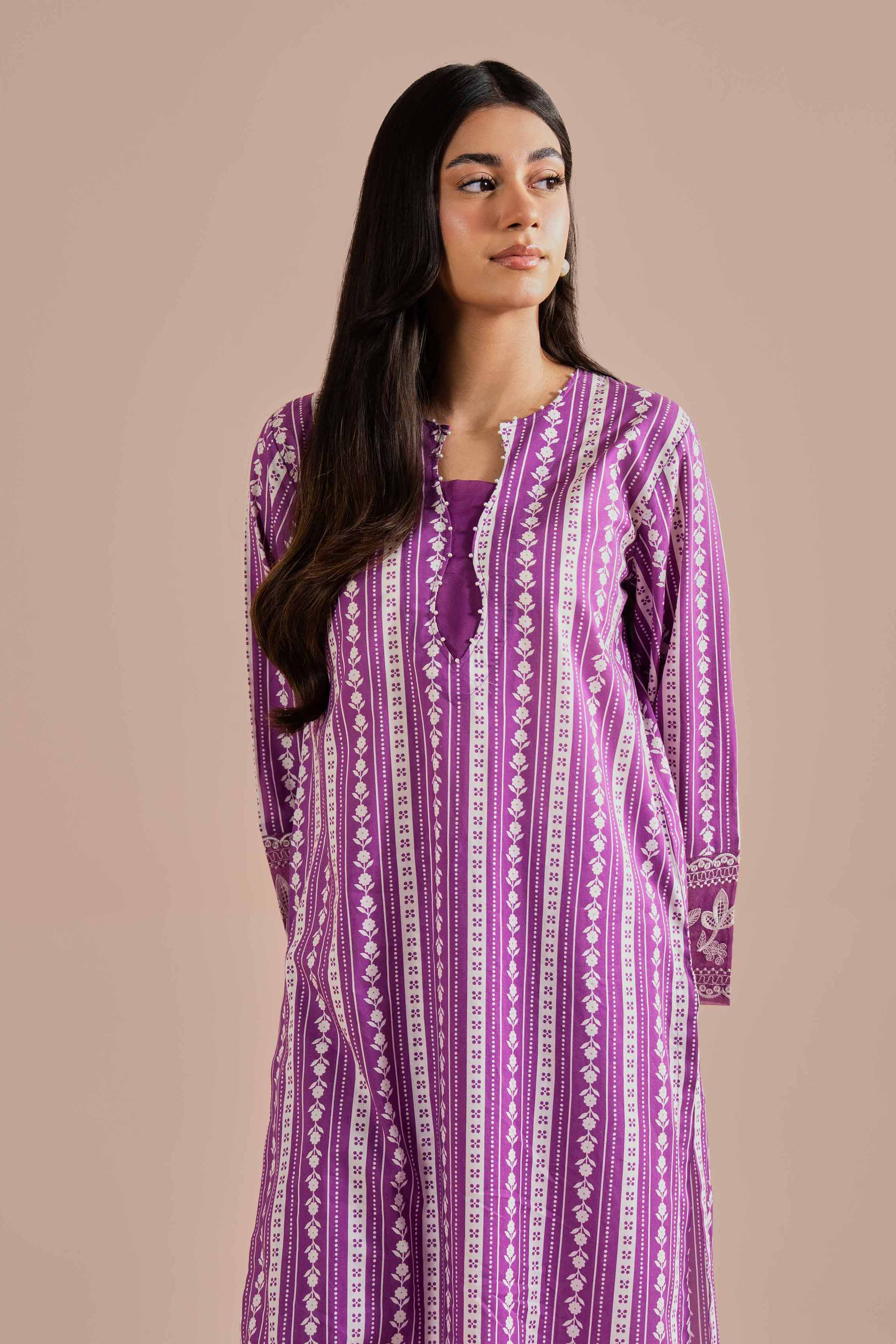 NishatUK - Purple Embroidered Cambric 2-piece ready to wear Dress