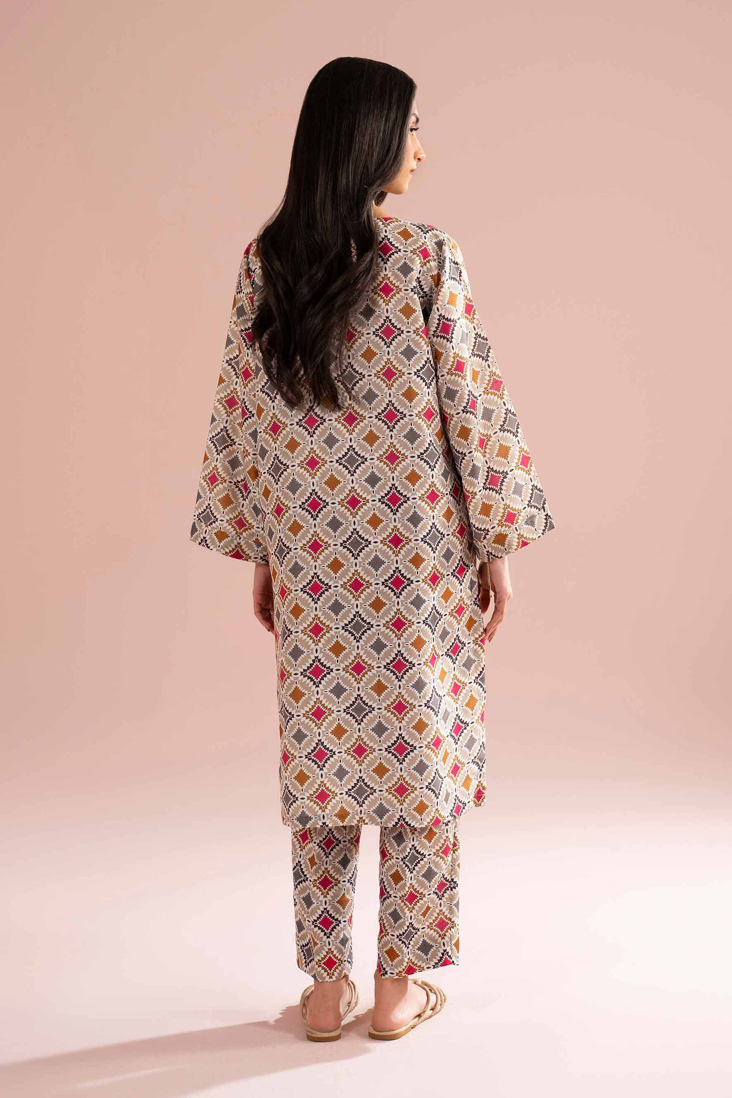 NishatUK - Beige Printed Lawn 2-piece ready to wear Dress