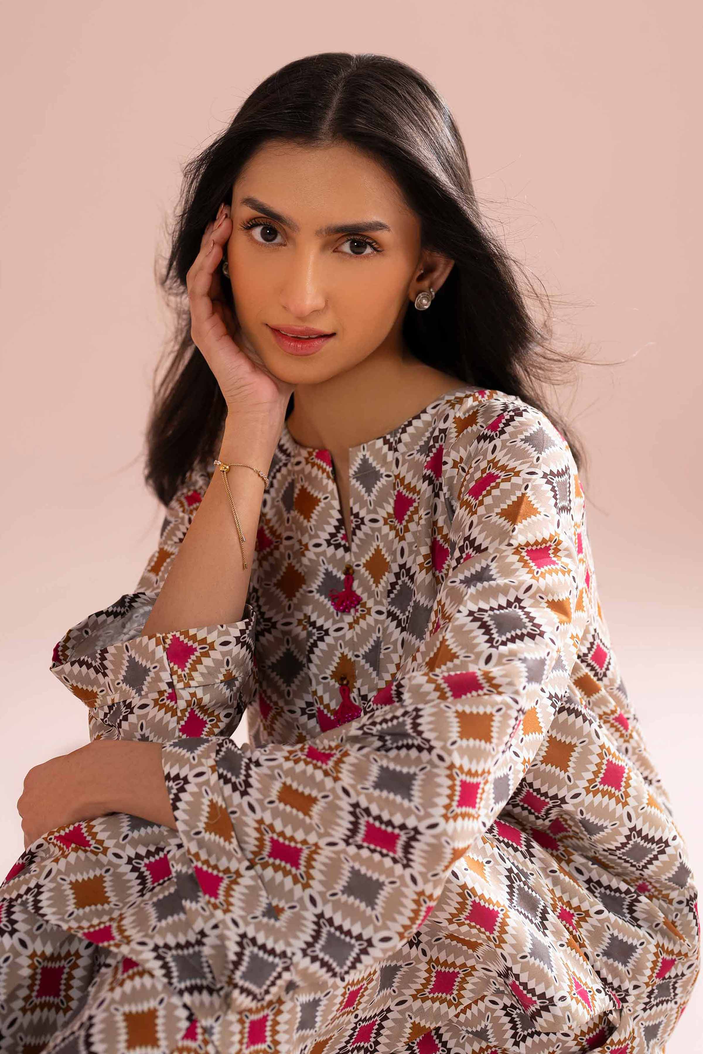 NishatUK - Beige Printed Lawn 2-piece ready to wear Dress