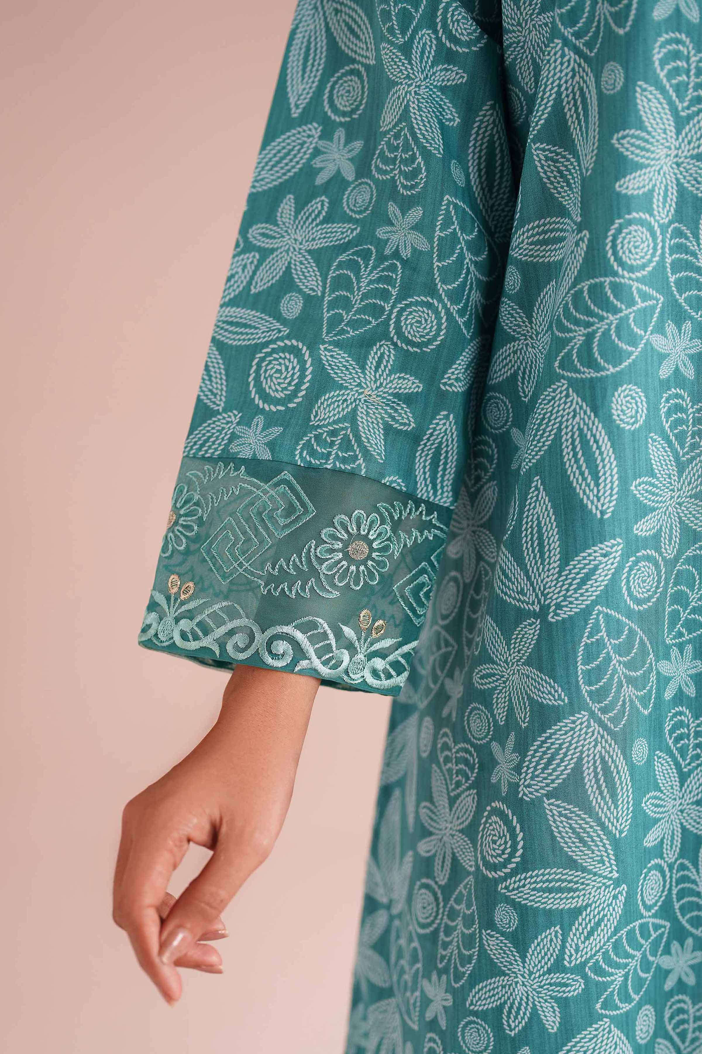 NishatUK - Green Embroidered Cambric 2-piece ready to wear Dress