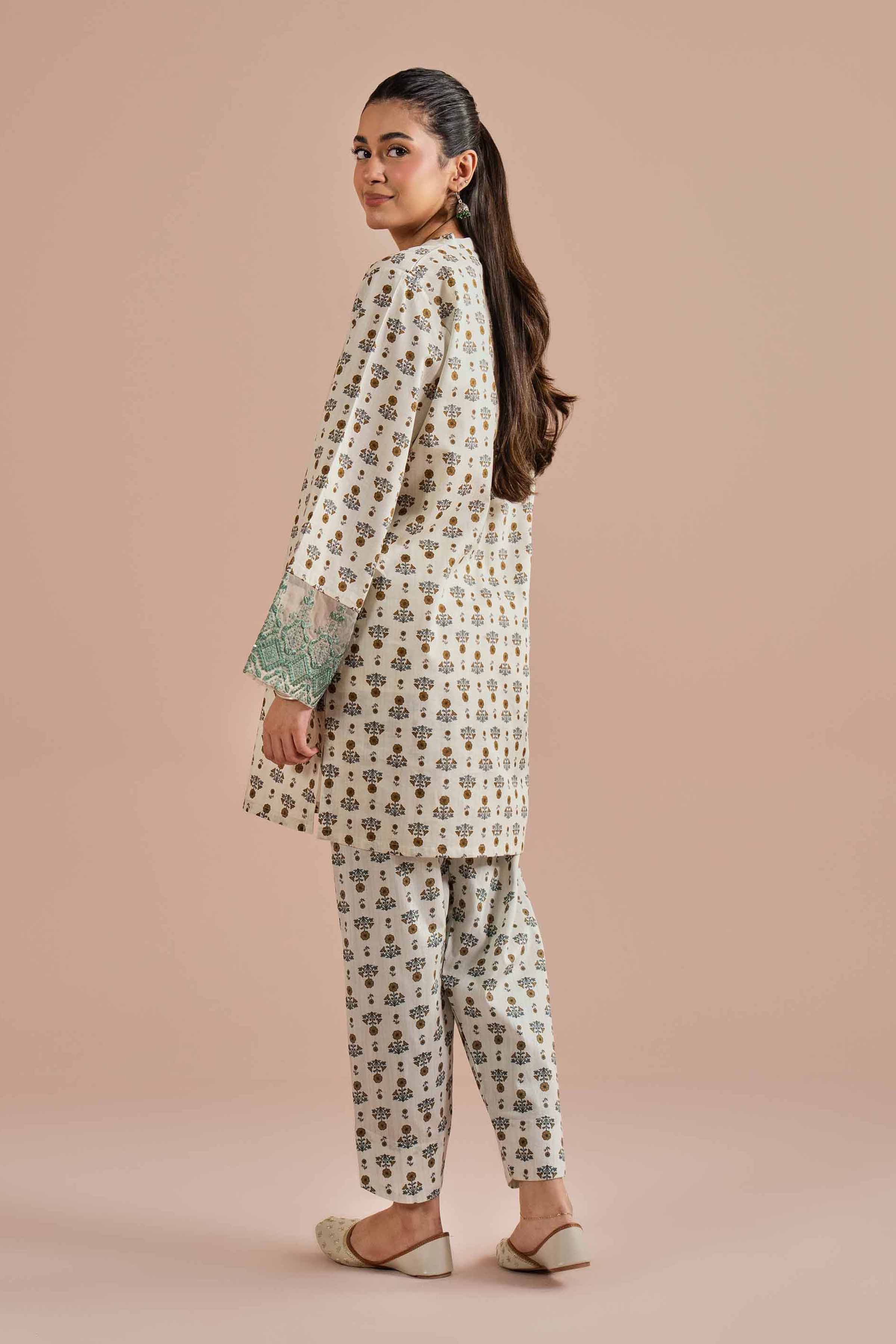 NishatUK - Grey Embroidered Cambric 2-piece ready to wear Dress