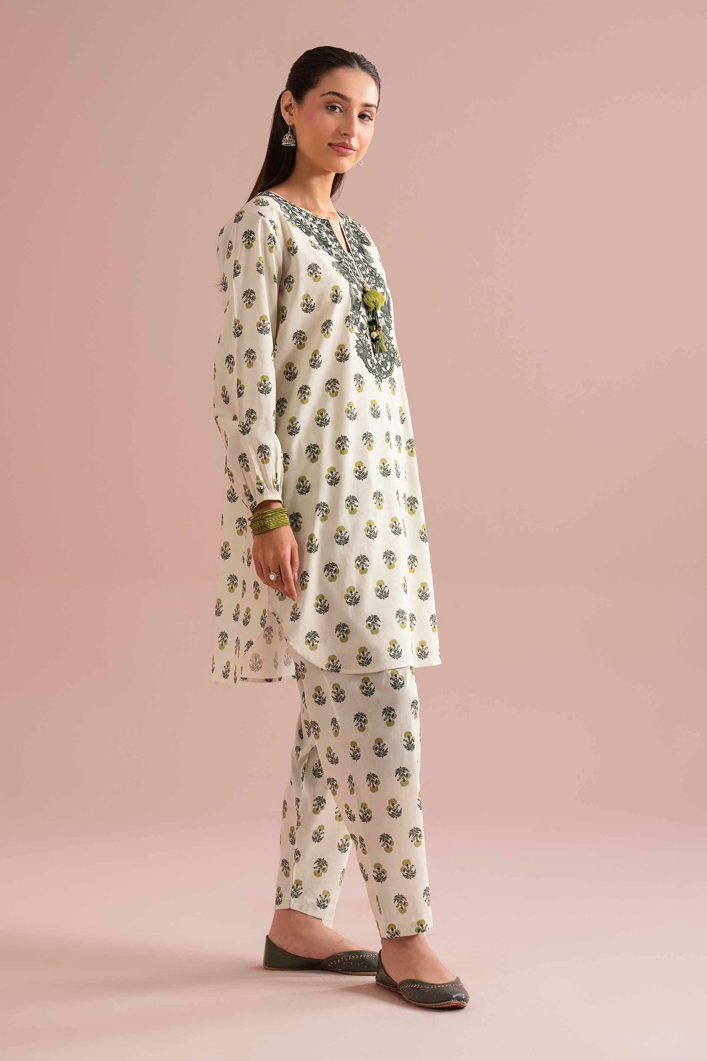 NishatUK - Green Embroidered Cambric 2-piece ready to wear Dress