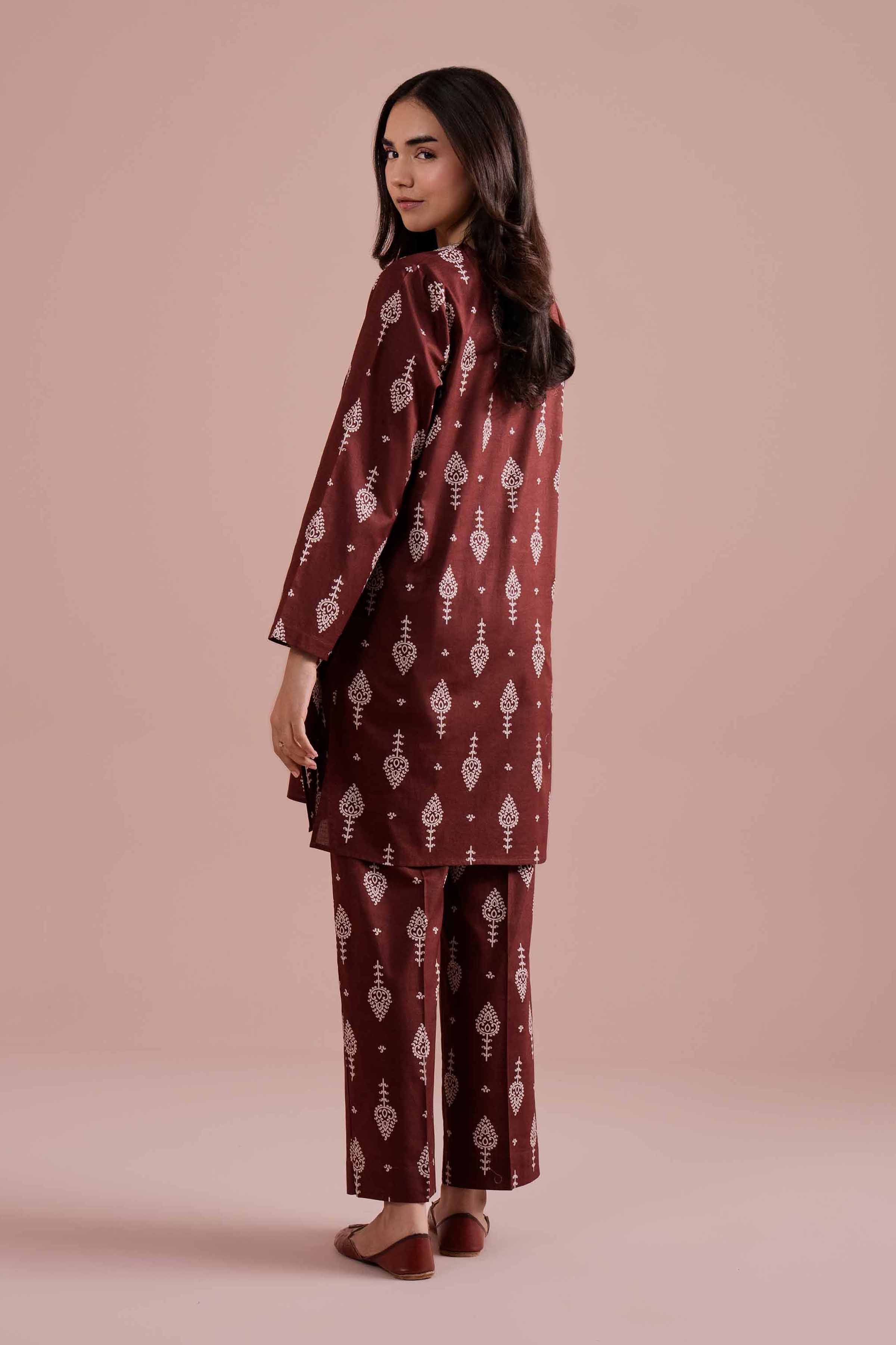 NishatUK - Brown Embroidered Cambric 2-piece ready to wear Dress