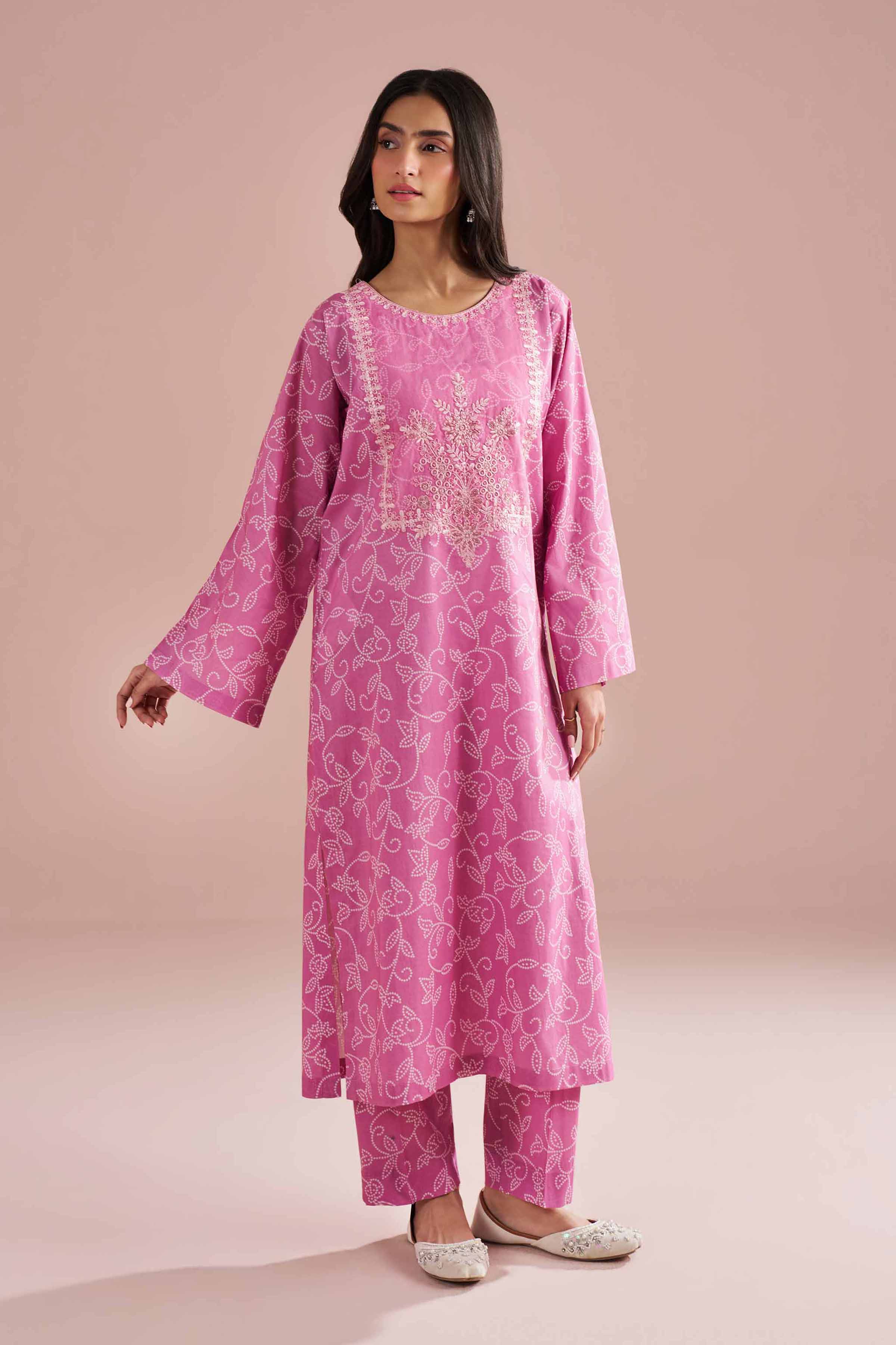 NishatUK - Pink Embroidered Cambric 2-piece ready to wear Dress