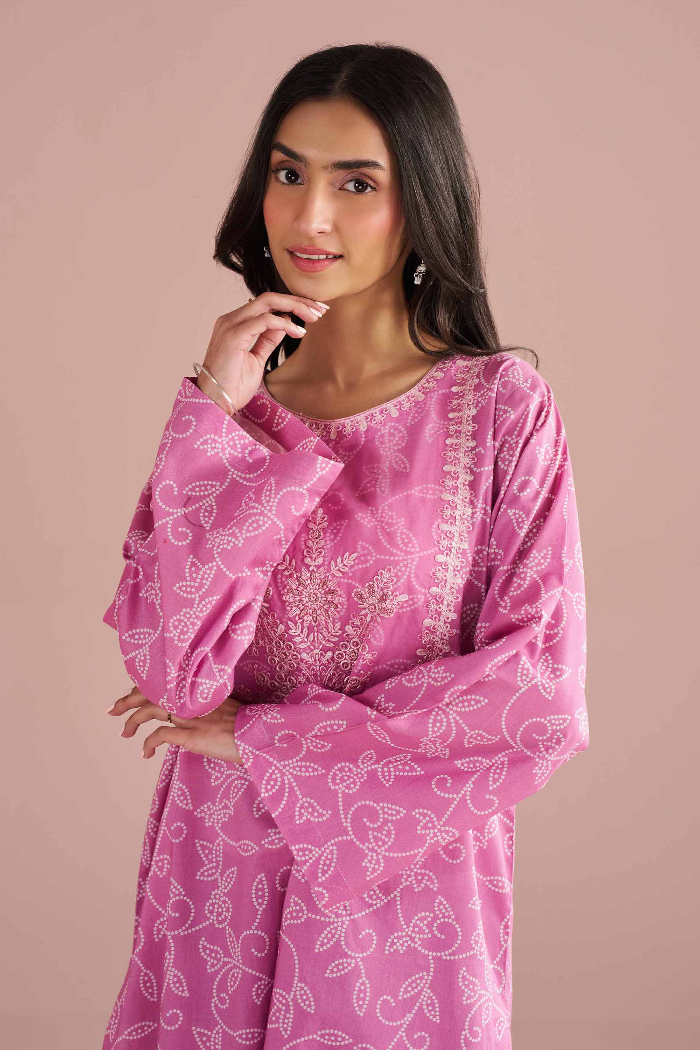 NishatUK - Pink Embroidered Cambric 2-piece ready to wear Dress