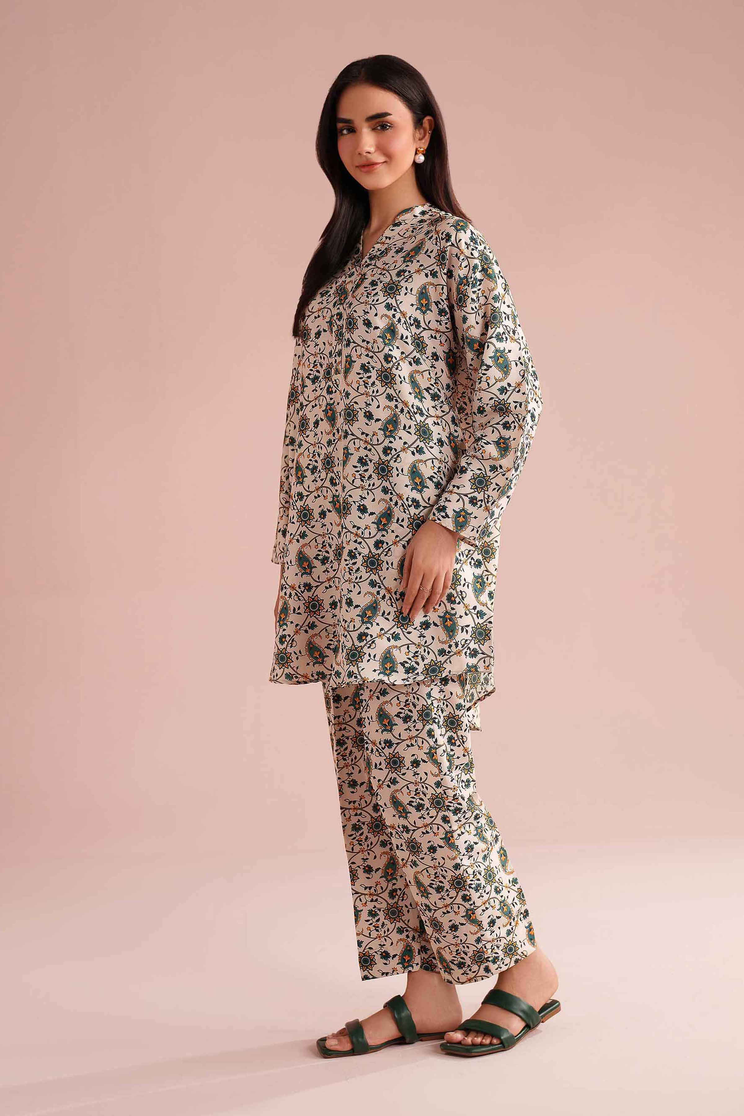 NishatUK - Beige Printed Lawn 2-piece ready to wear Dress