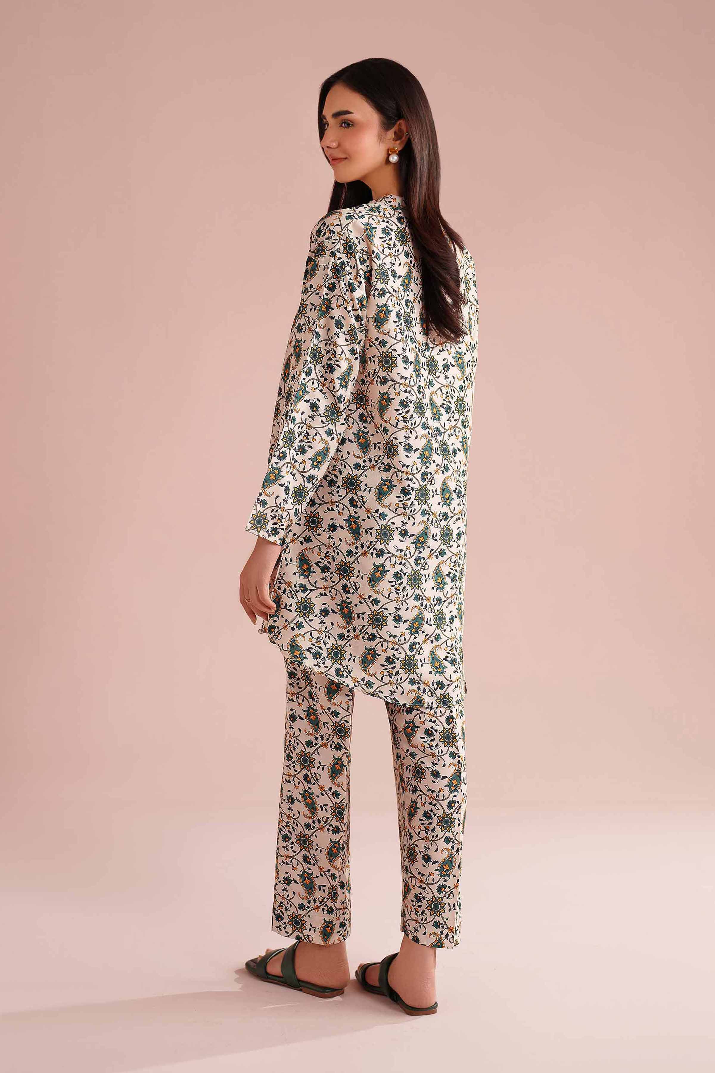 NishatUK - Beige Printed Lawn 2-piece ready to wear Dress