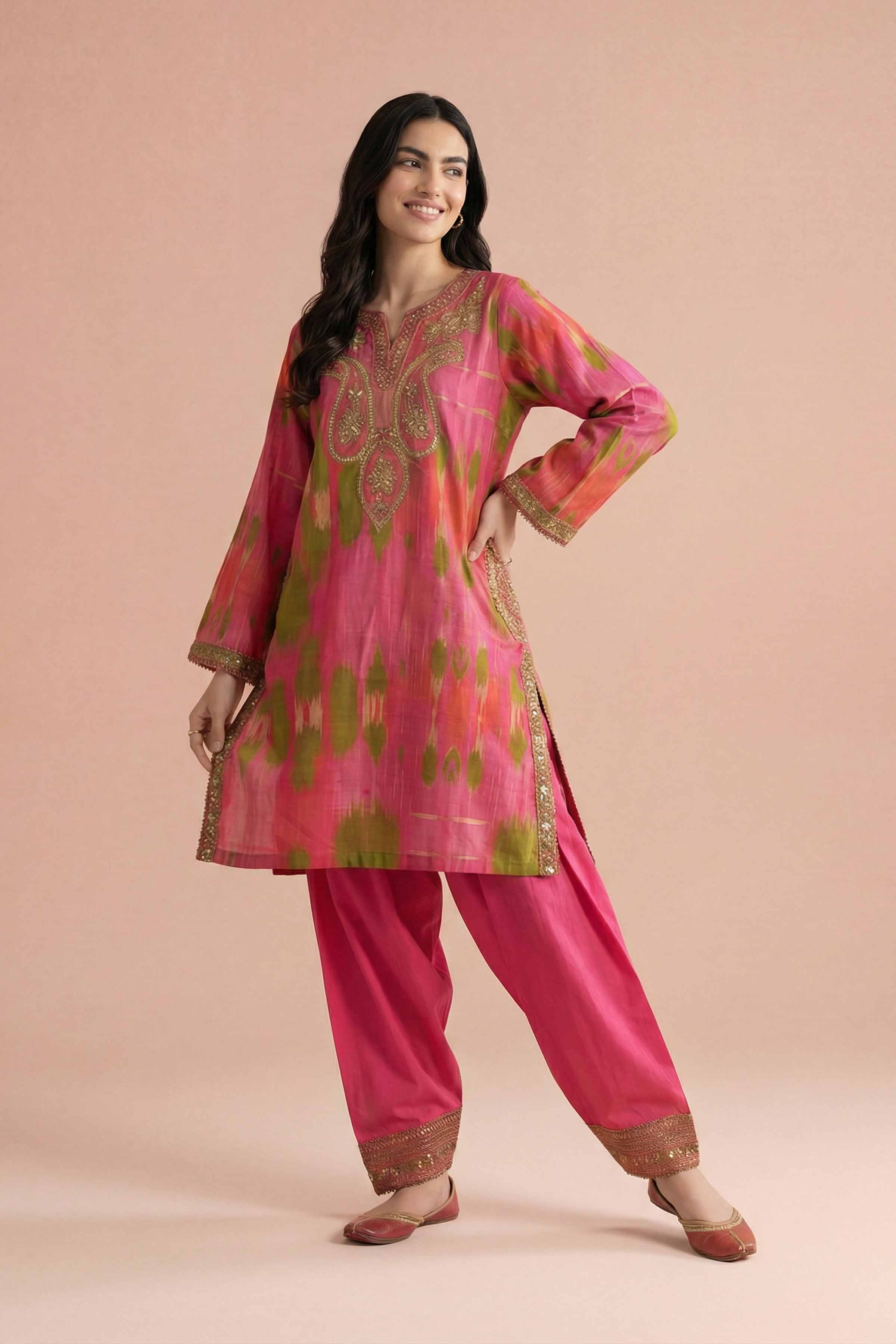 Nishat UK - Red Embroidered Jacquard 2-piece ready to wear Dress