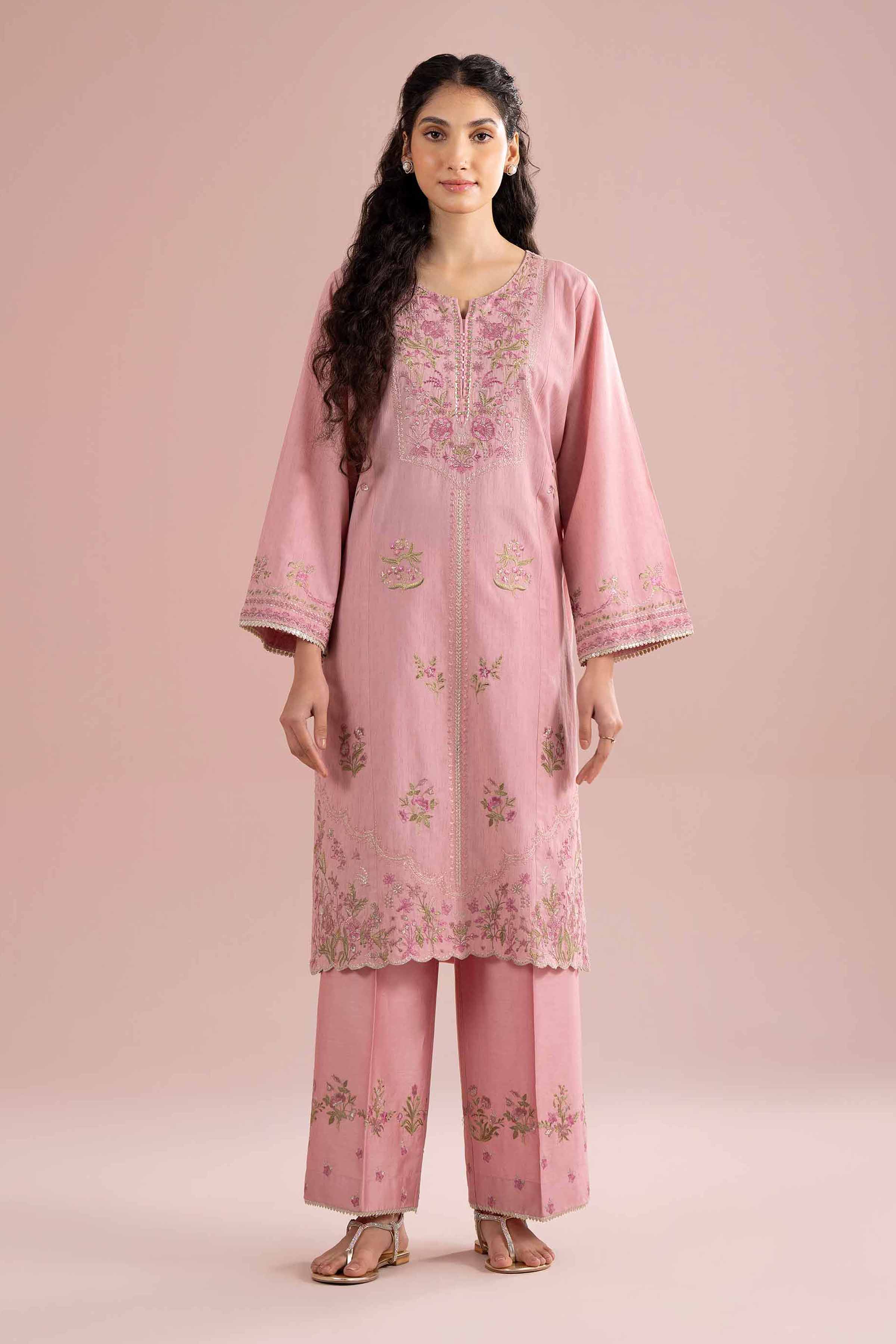 NishatUK - Pink Embroidered Jacquard 2-piece ready to wear Dress