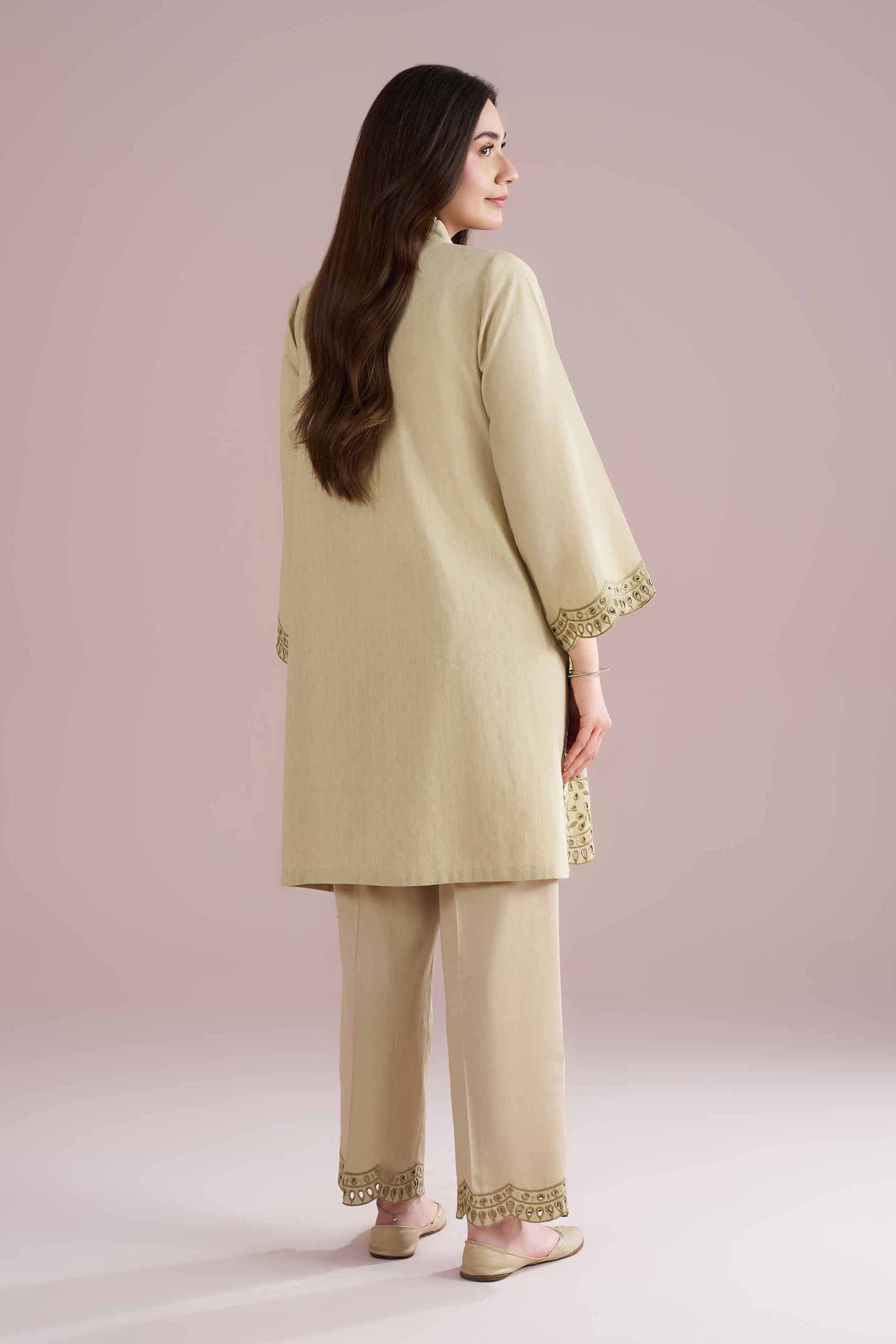 NishatUK - Beige Embroidered Jacquard 2-piece ready to wear Dress