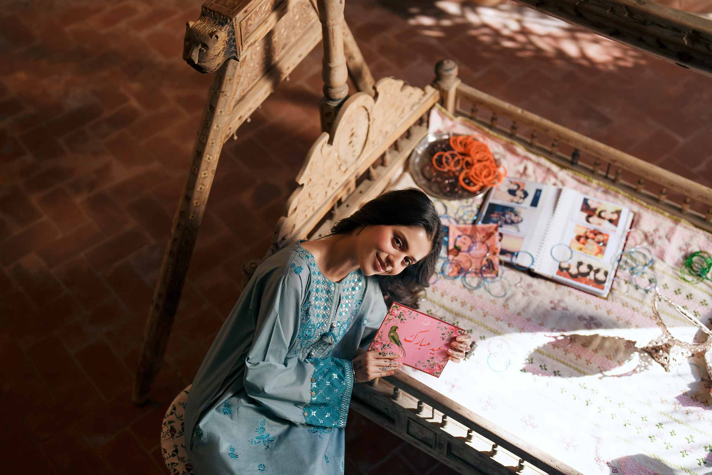 NishatUK - Blue Embroidered Cambric 2-piece ready to wear Dress