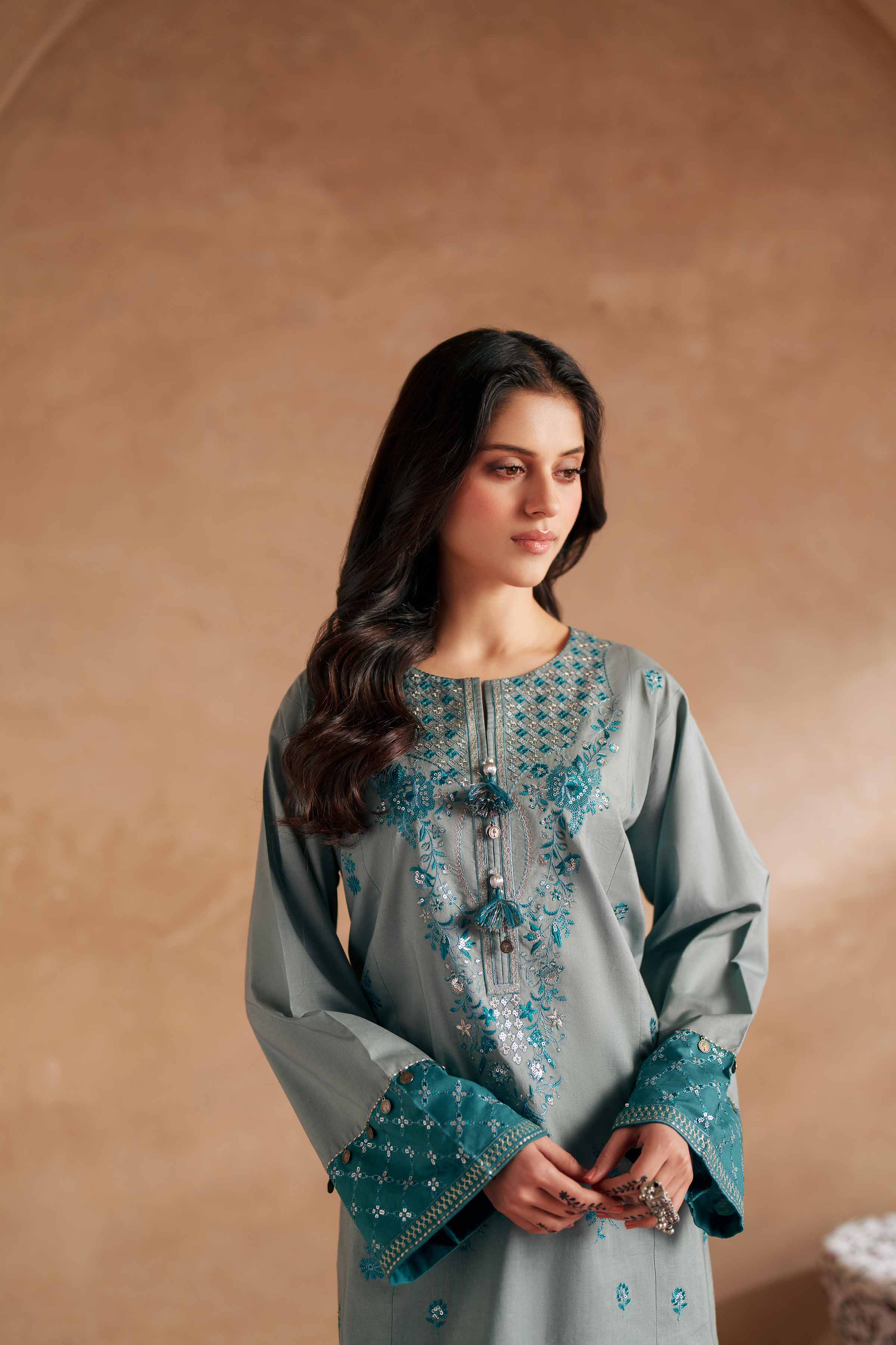 NishatUK - Blue Embroidered Cambric 2-piece ready to wear Dress