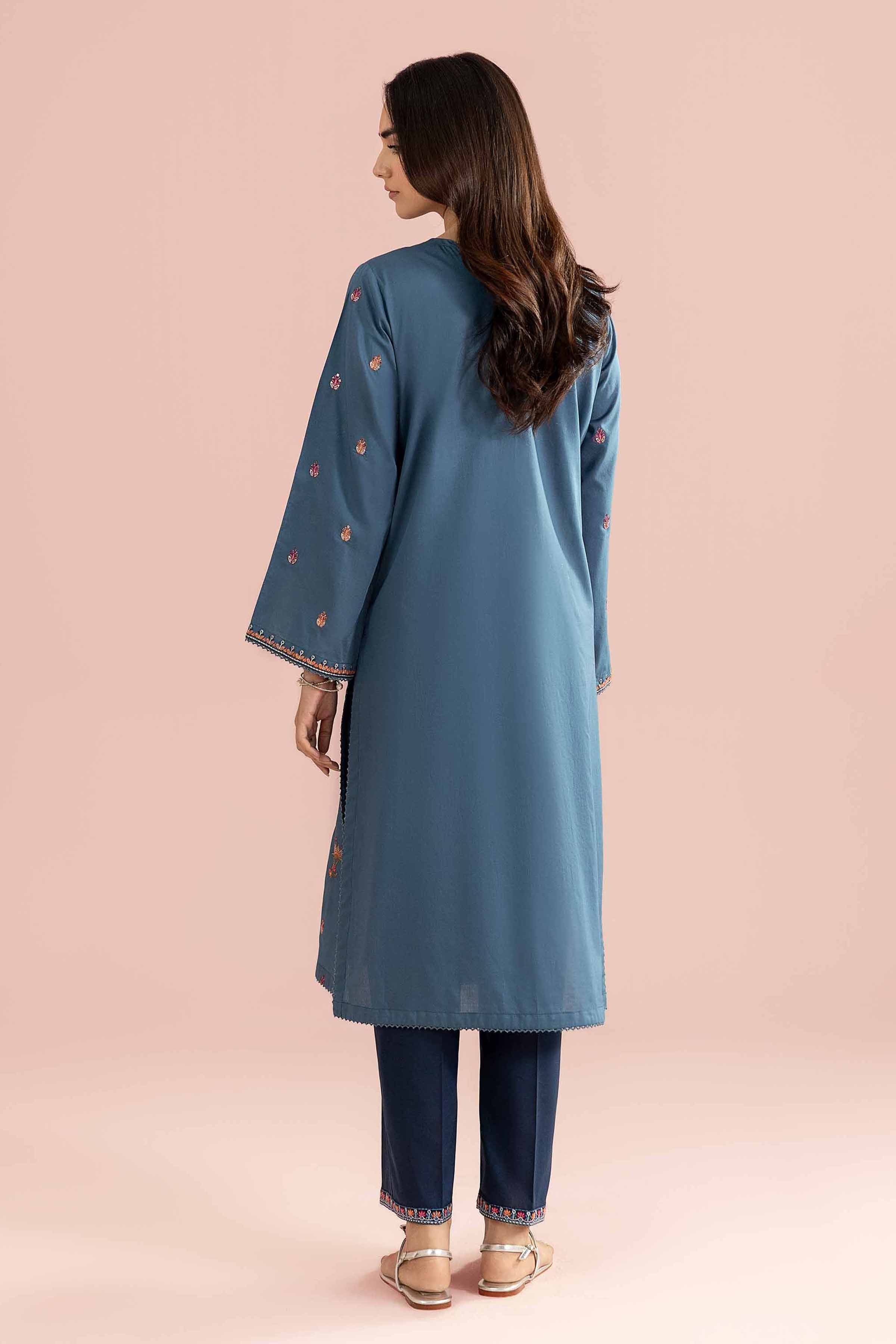 NishatUK - Blue Embroidered Cambric 2-piece ready to wear Dress