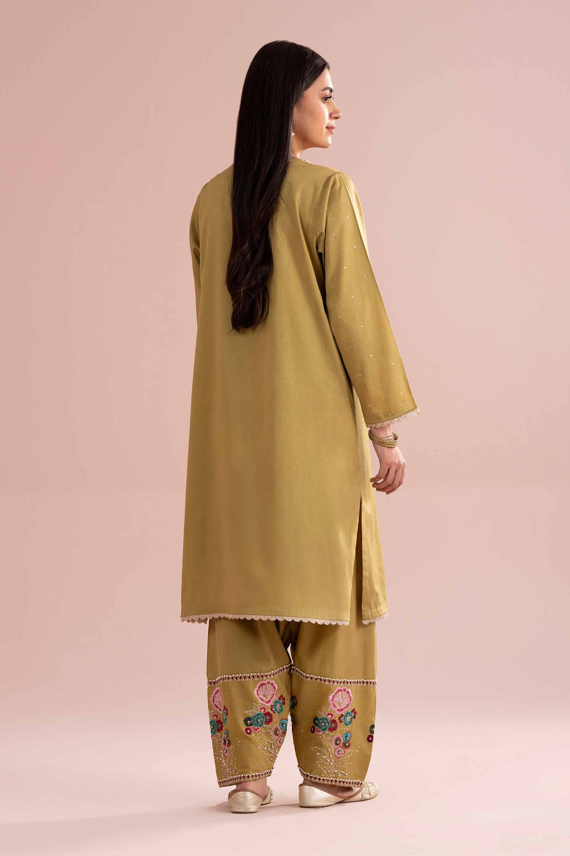 NishatUK - Green Embroidered Cotton 2-piece ready to wear Dress