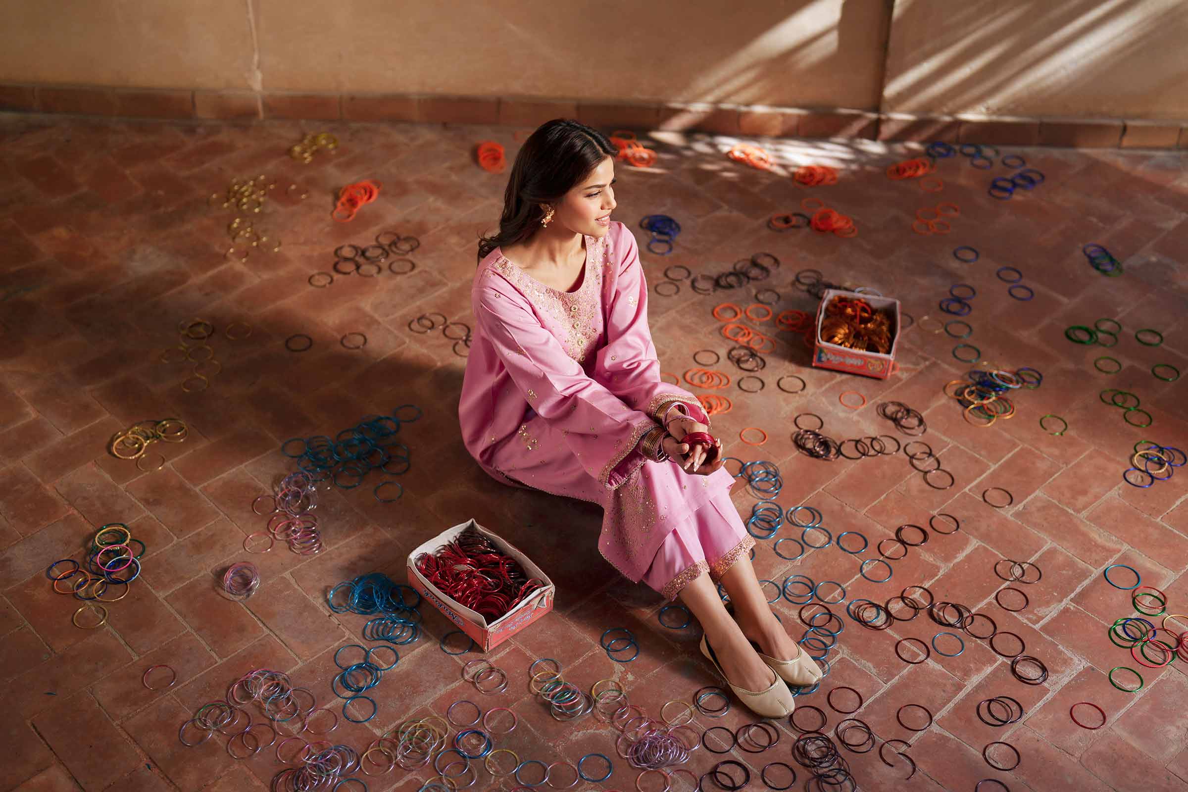 NishatUK - Pink Embroidered Cotton 2-piece ready to wear Dress