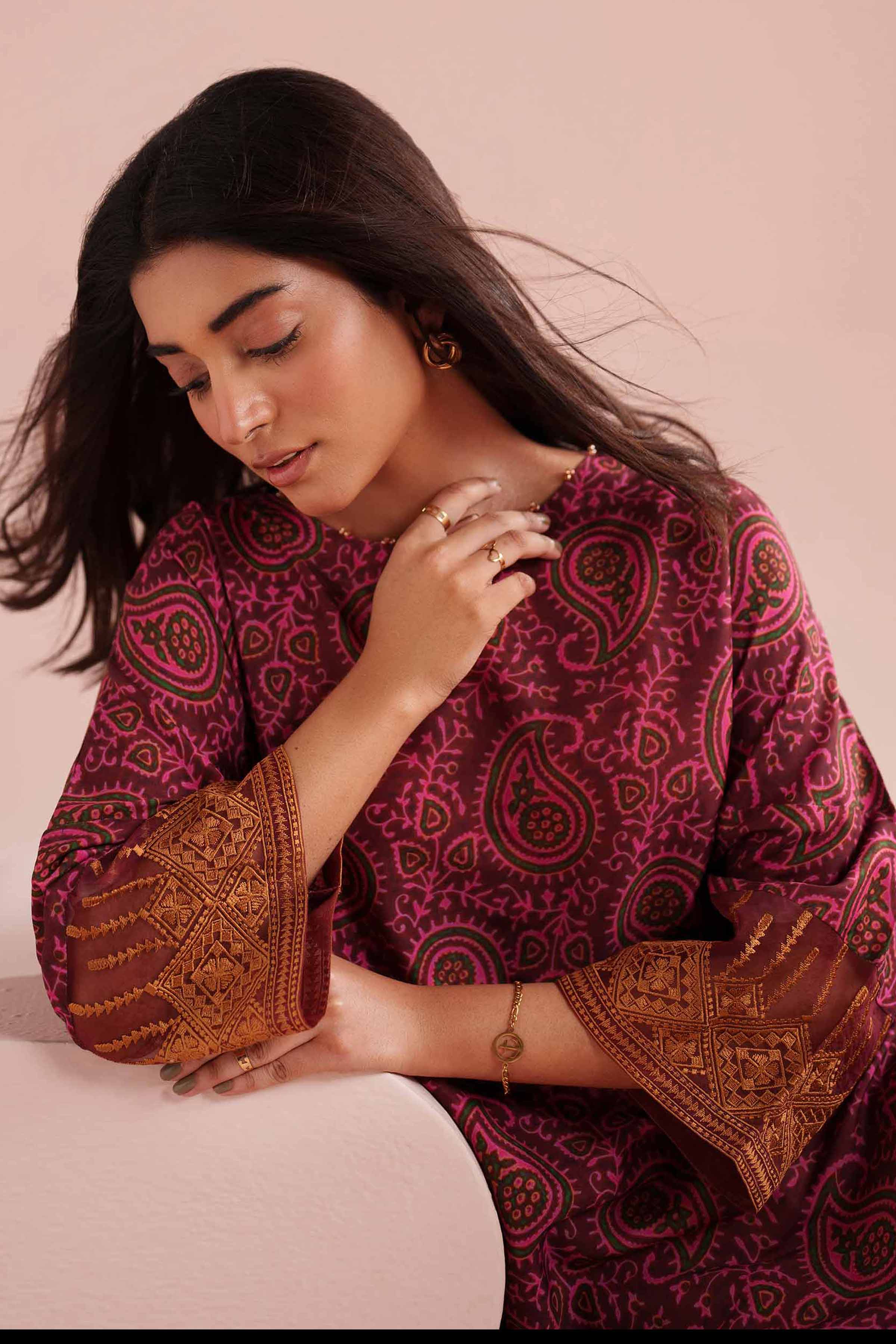 NishatUK - Red Embroidered Lawn 2-piece ready to wear Dress