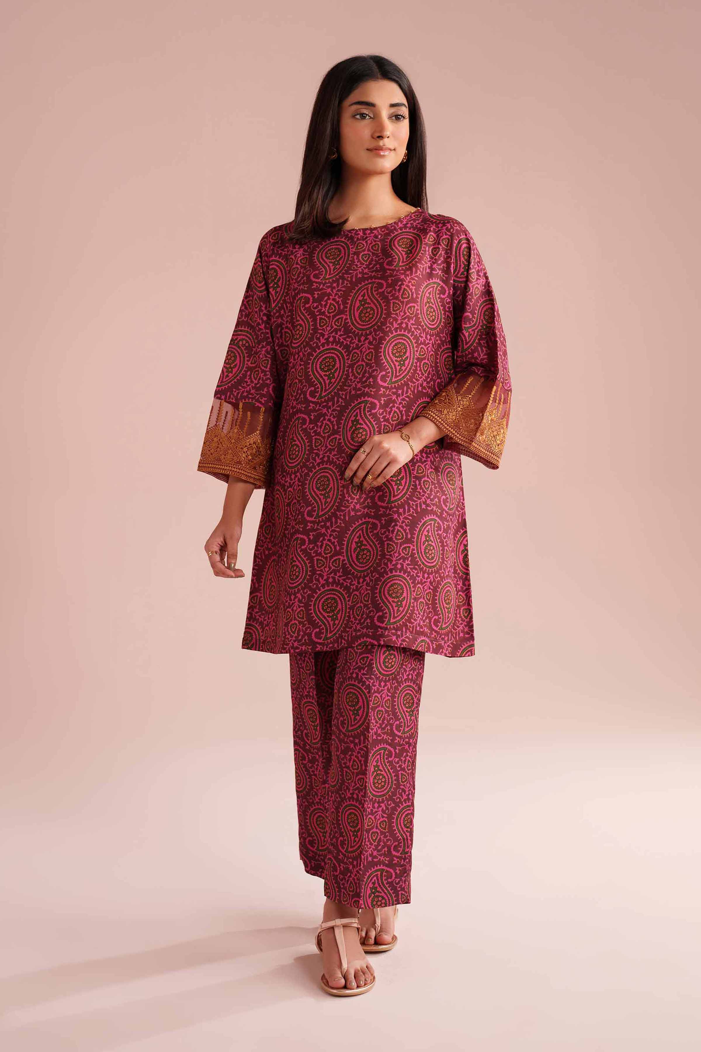 NishatUK - Red Embroidered Lawn 2-piece ready to wear Dress