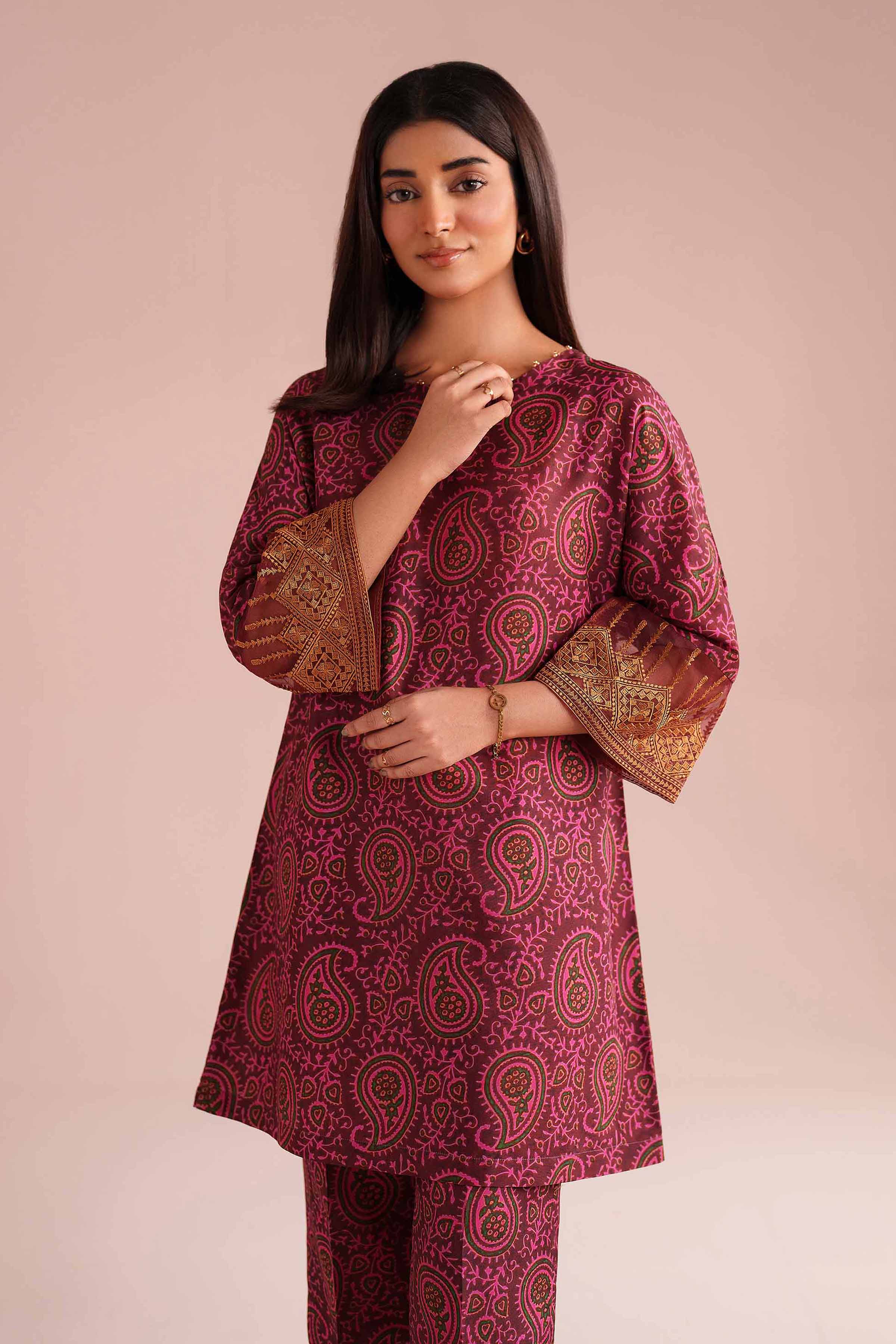 NishatUK - Red Embroidered Lawn 2-piece ready to wear Dress