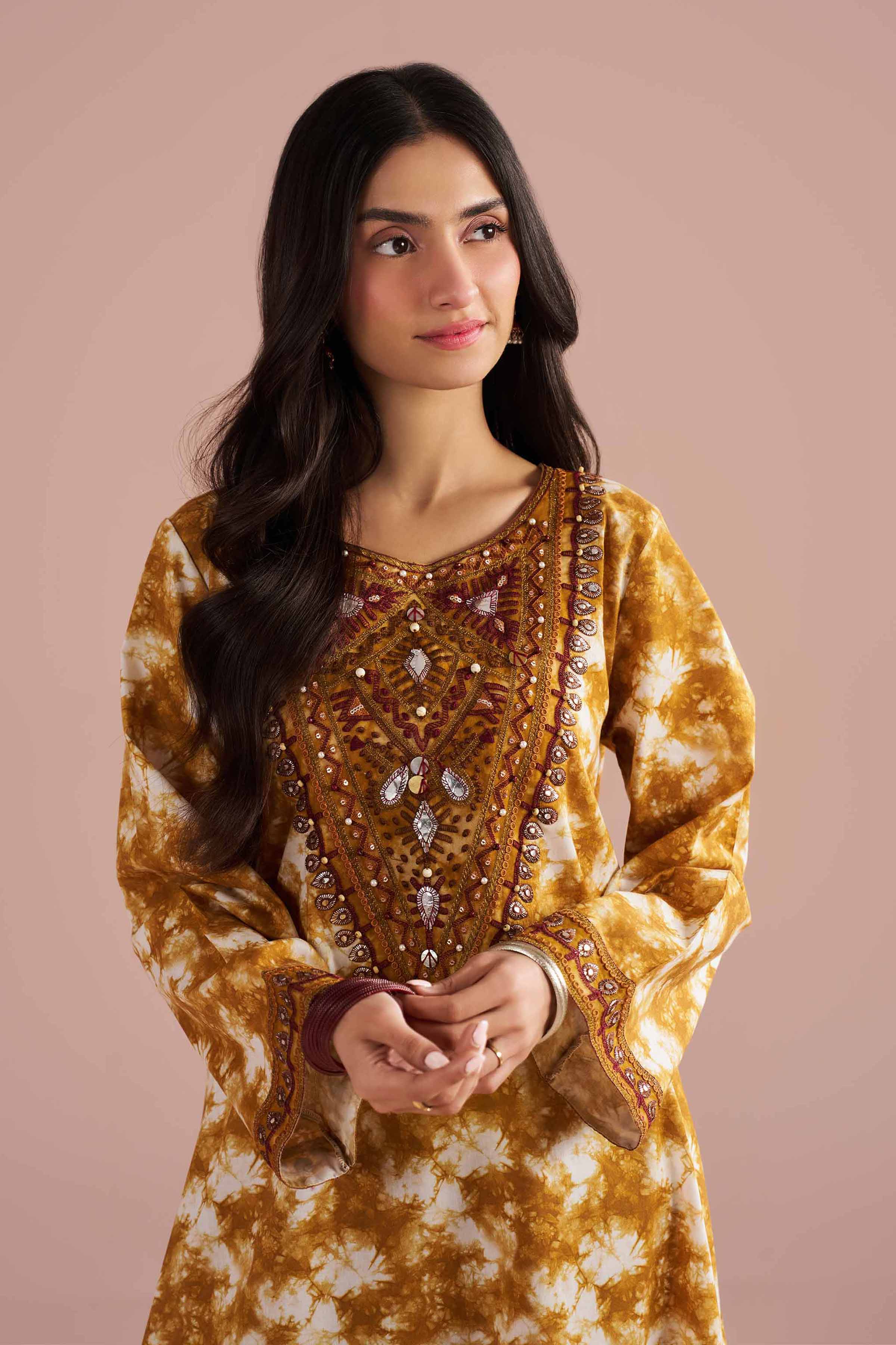 NishatUK - Yellow Embroidered Lawn 2-piece ready to wear Dress