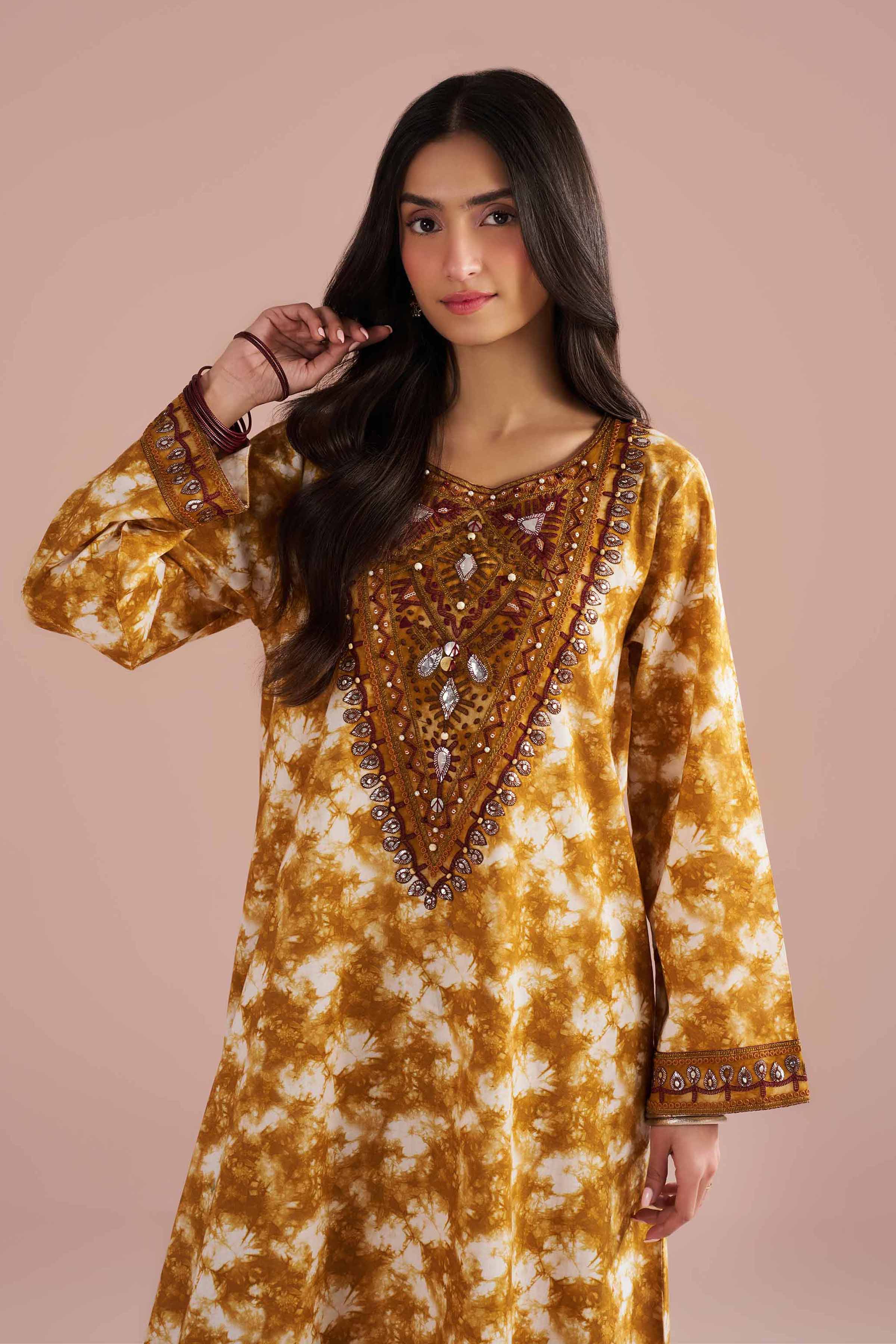 NishatUK - Yellow Embroidered Lawn 2-piece ready to wear Dress