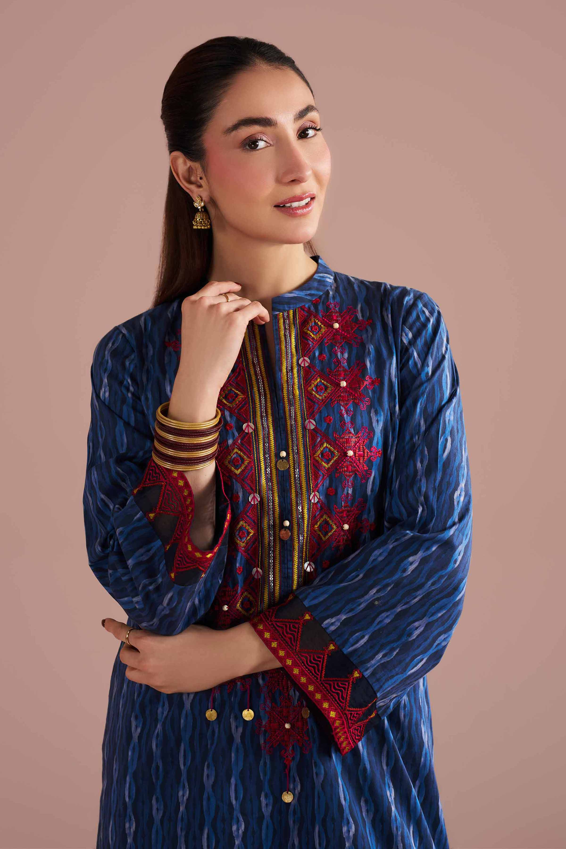 NishatUK - Blue Embroidered Lawn 2-piece ready to wear Dress