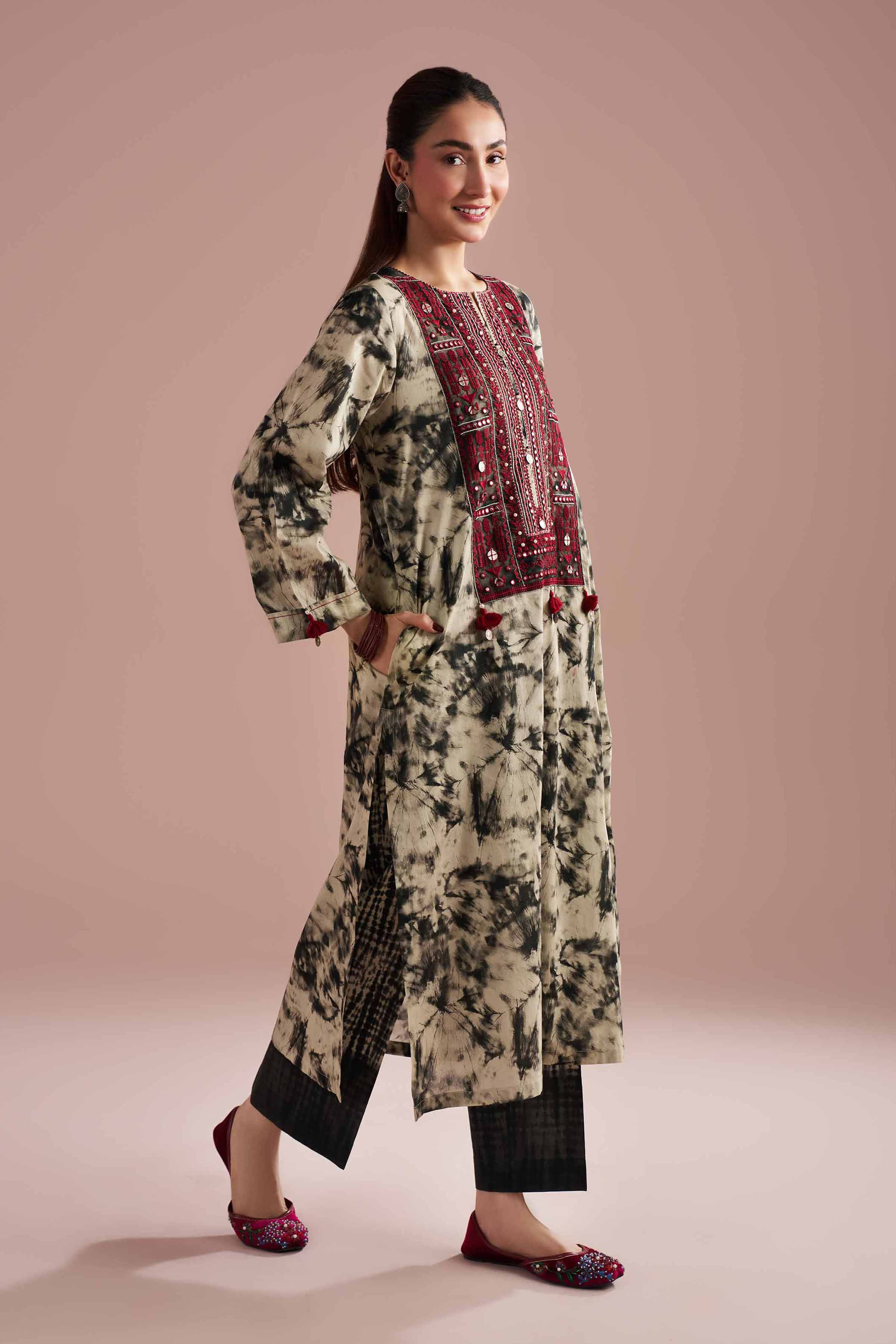 NishatUK - Black Embroidered Lawn  ready to wear Dress