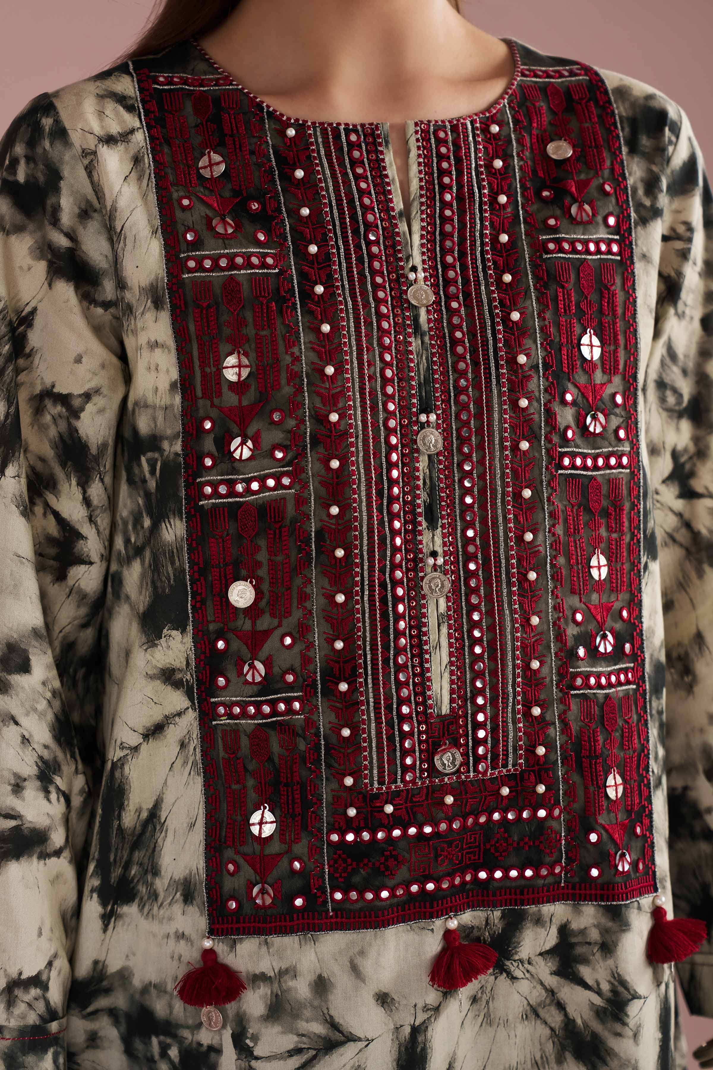 NishatUK - Black Embroidered Lawn  ready to wear Dress